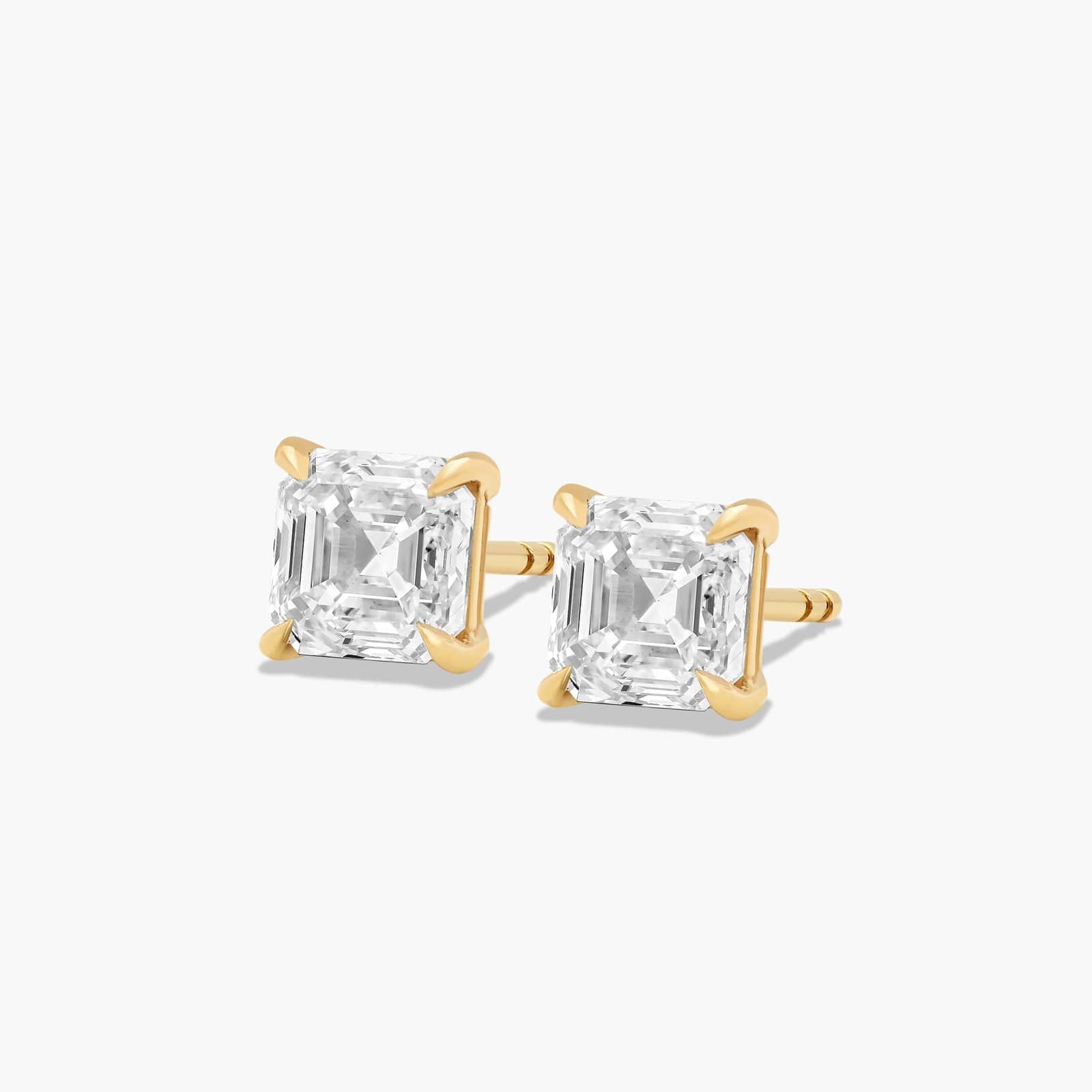 Asscher Cut 1.5 CTW Diamond Stud Earrings In 14K Yellow Gold