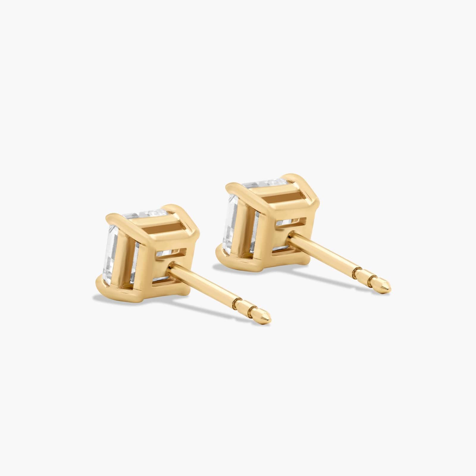 Asscher Cut 1.5 CTW Diamond Stud Earrings In 14K Yellow Gold