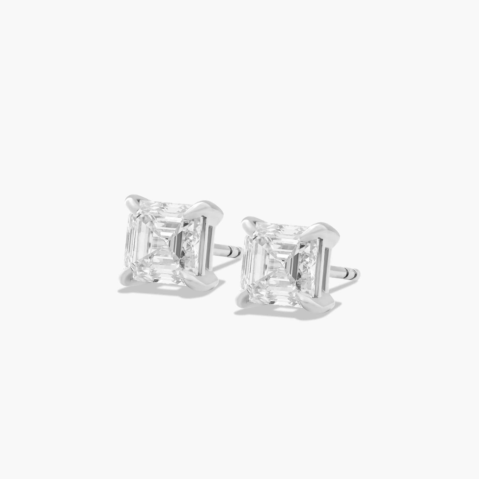 Asscher Cut 2 CTW Diamond Stud Earrings In 14K White Gold