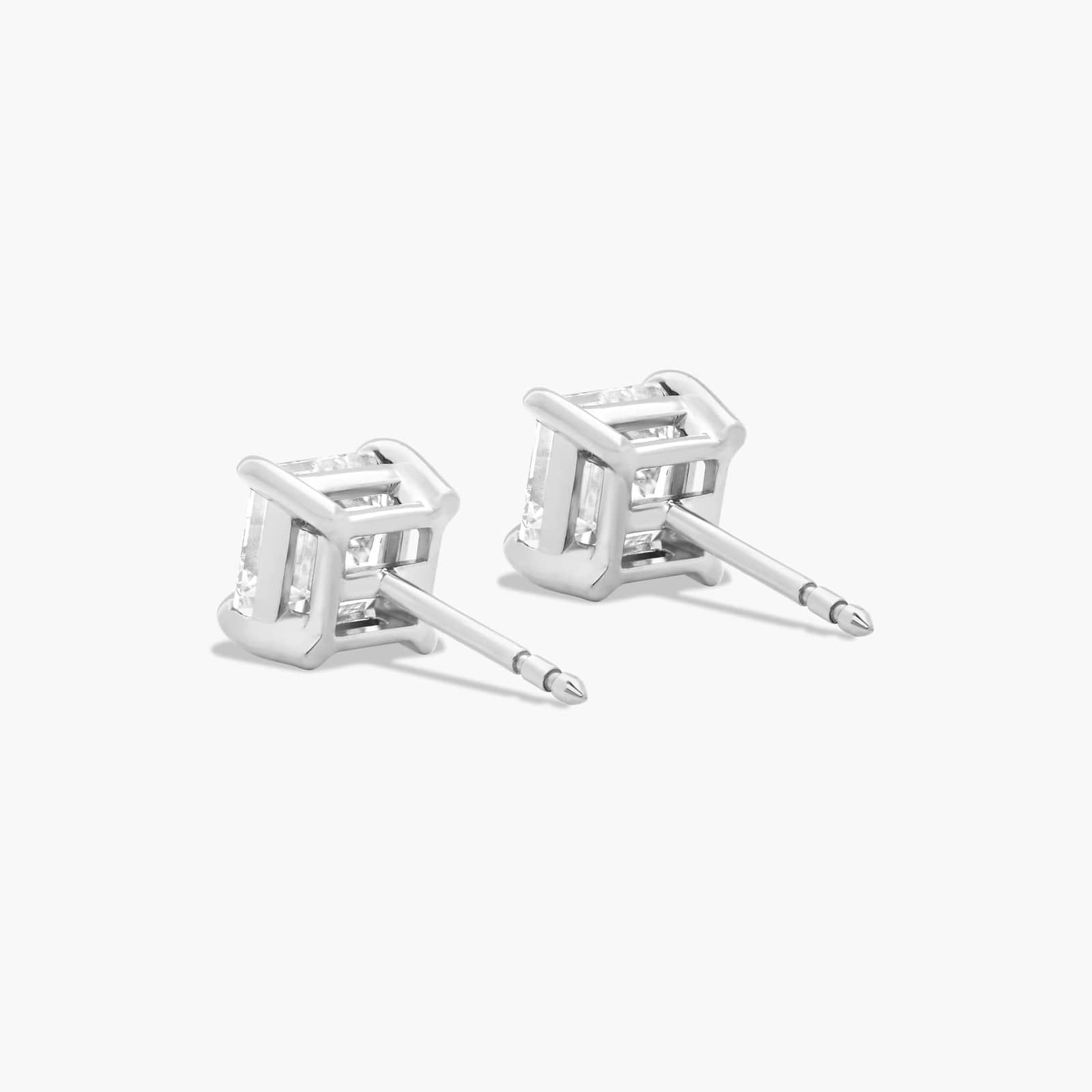 Asscher Cut 2 CTW Diamond Stud Earrings In 14K White Gold