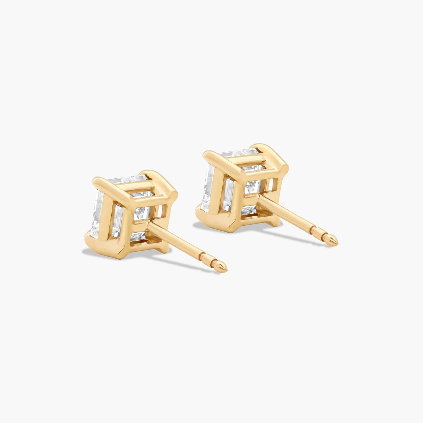 Asscher Cut 2 CTW Diamond Stud Earrings In 14K Yellow Gold
