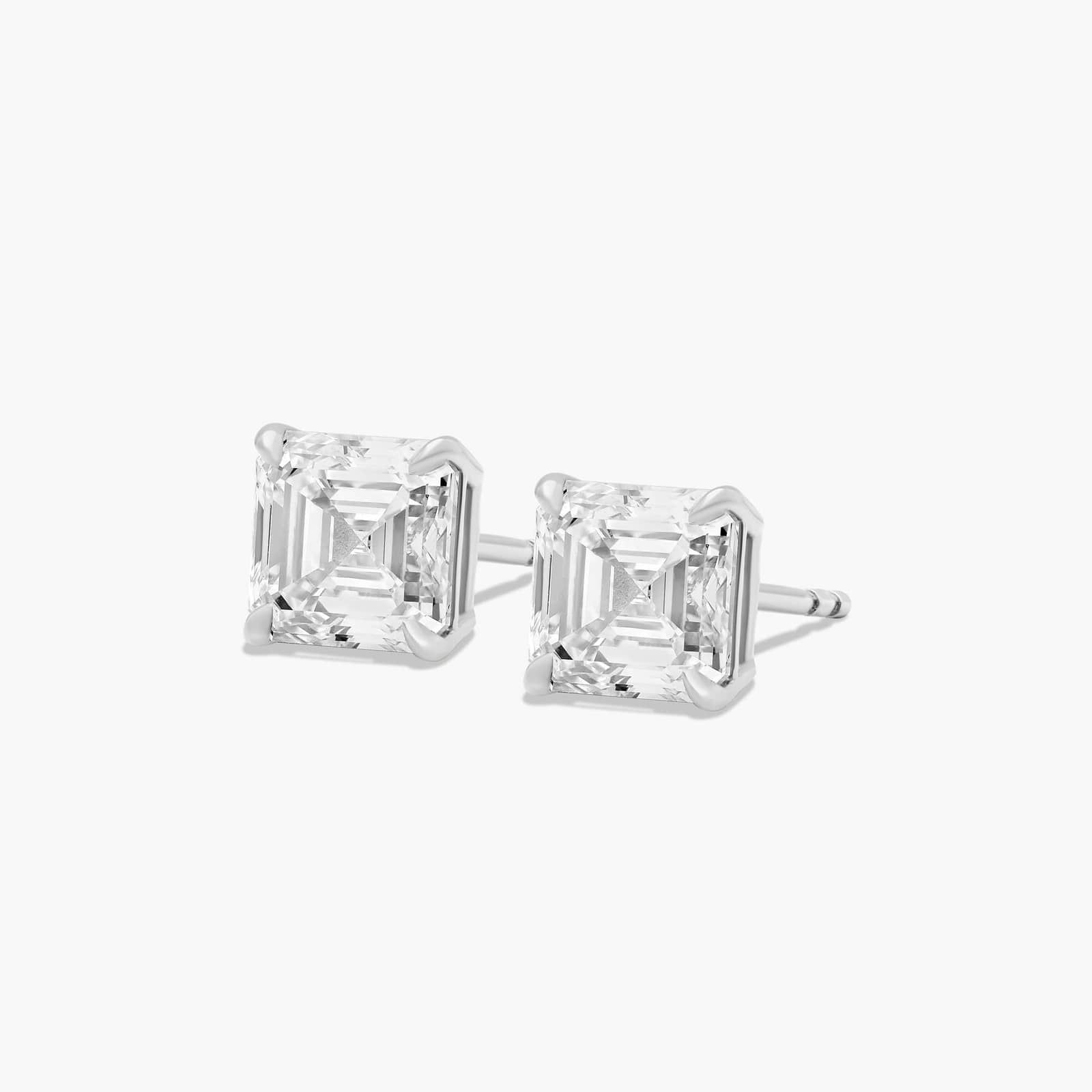 Asscher Cut 3 CTW Lab-Grown Diamond Stud Earrings In 14K White Gold