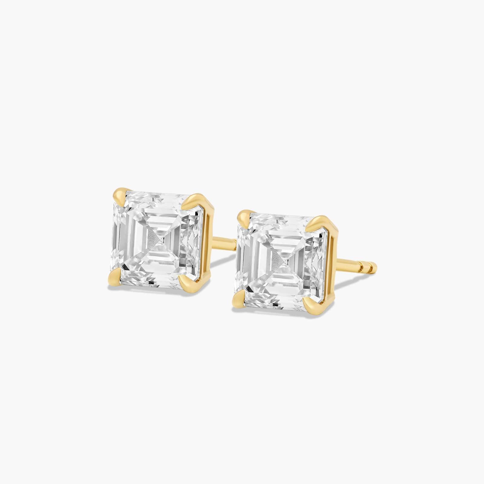 Asscher Cut 3 CTW Lab-Grown Diamond Stud Earrings In 14K Yellow Gold