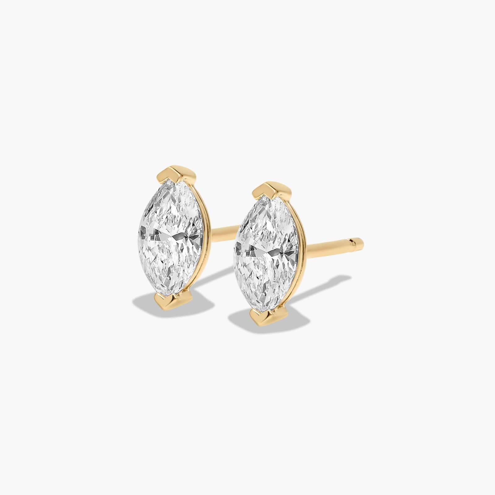 Marquise Cut 0.5 CTW Diamond Stud Earrings In 14K Yellow Gold