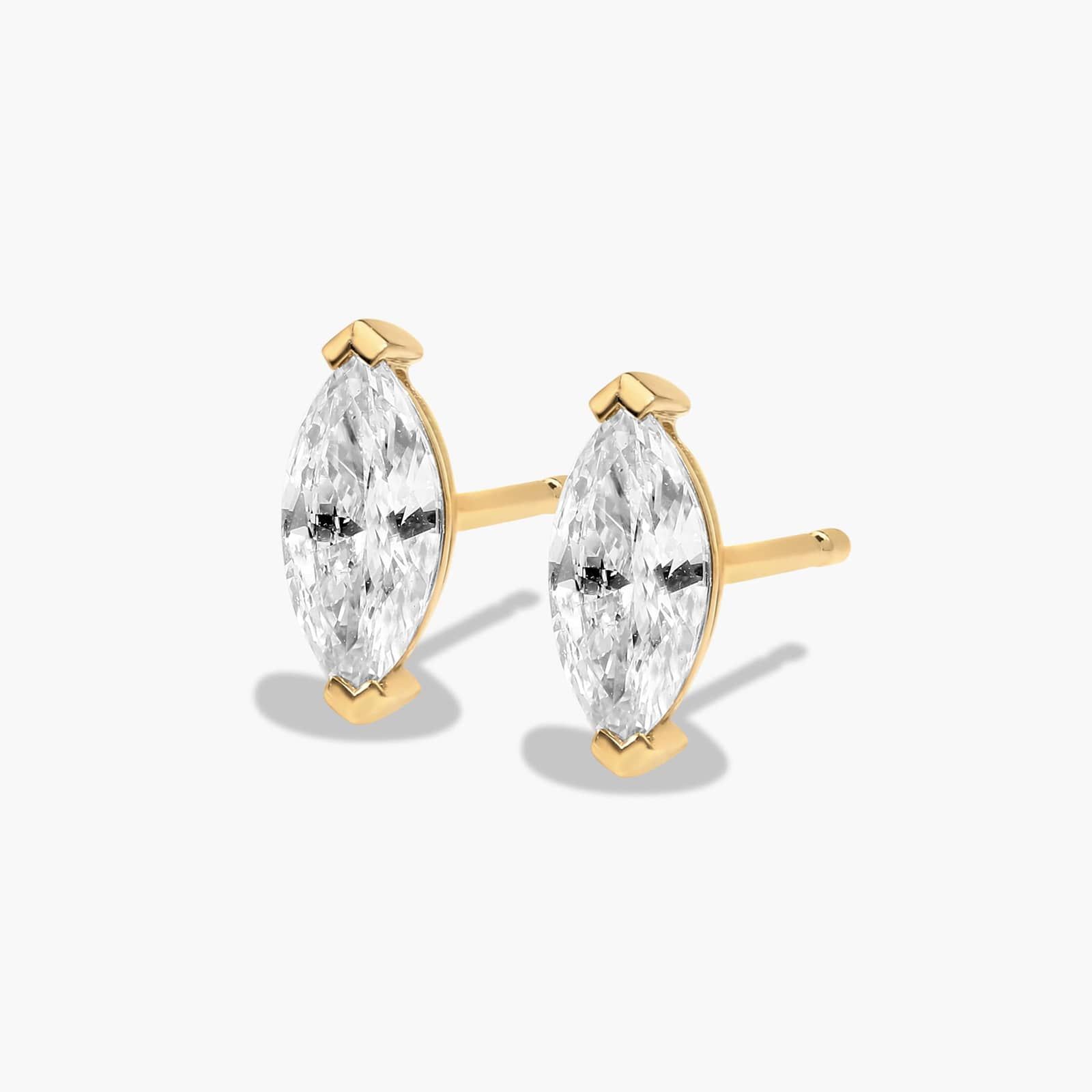 Marquise Cut 0.75 CTW Diamond Stud Earrings In 14K Yellow Gold