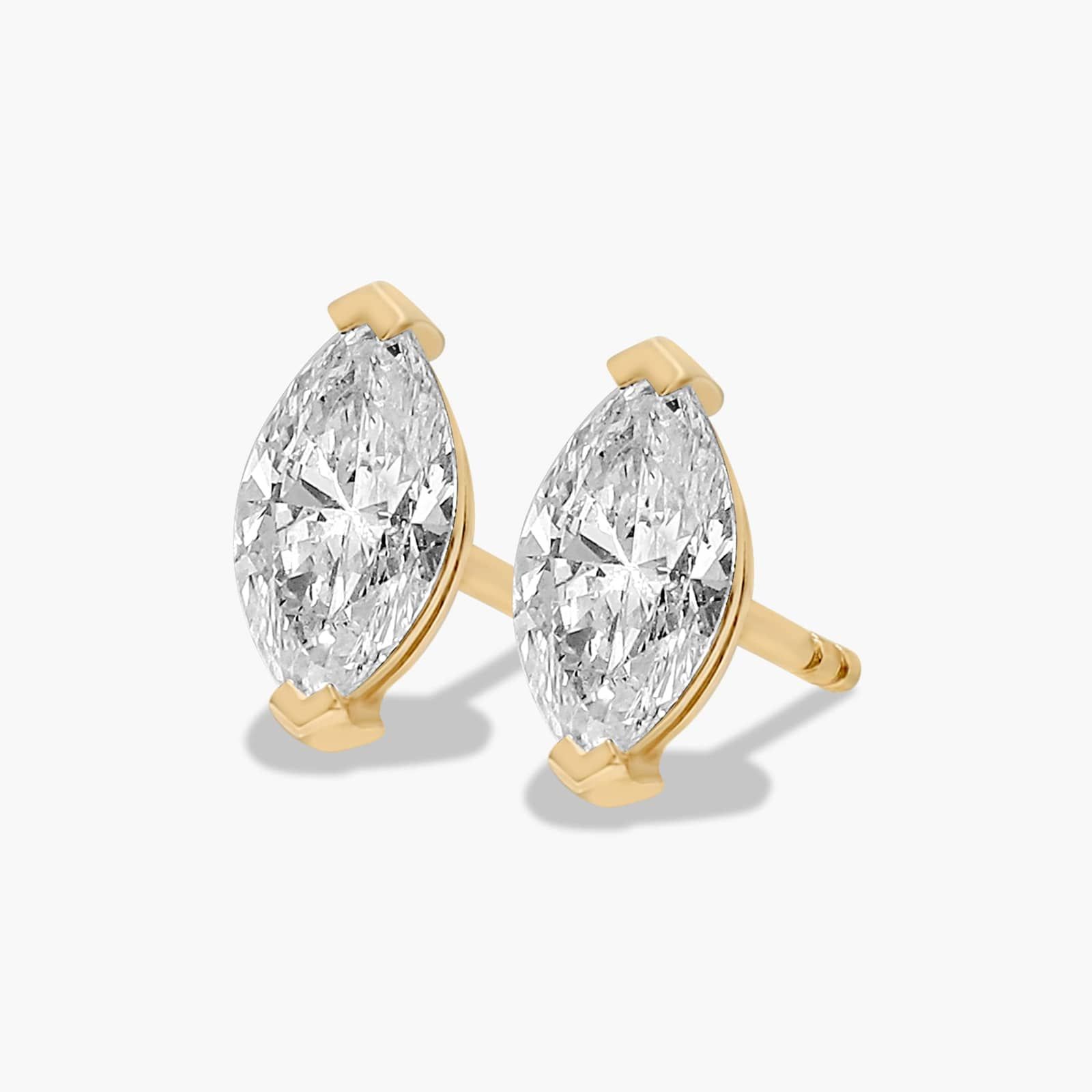 Marquise Cut 1 CTW Diamond Stud Earrings In 14K Yellow Gold
