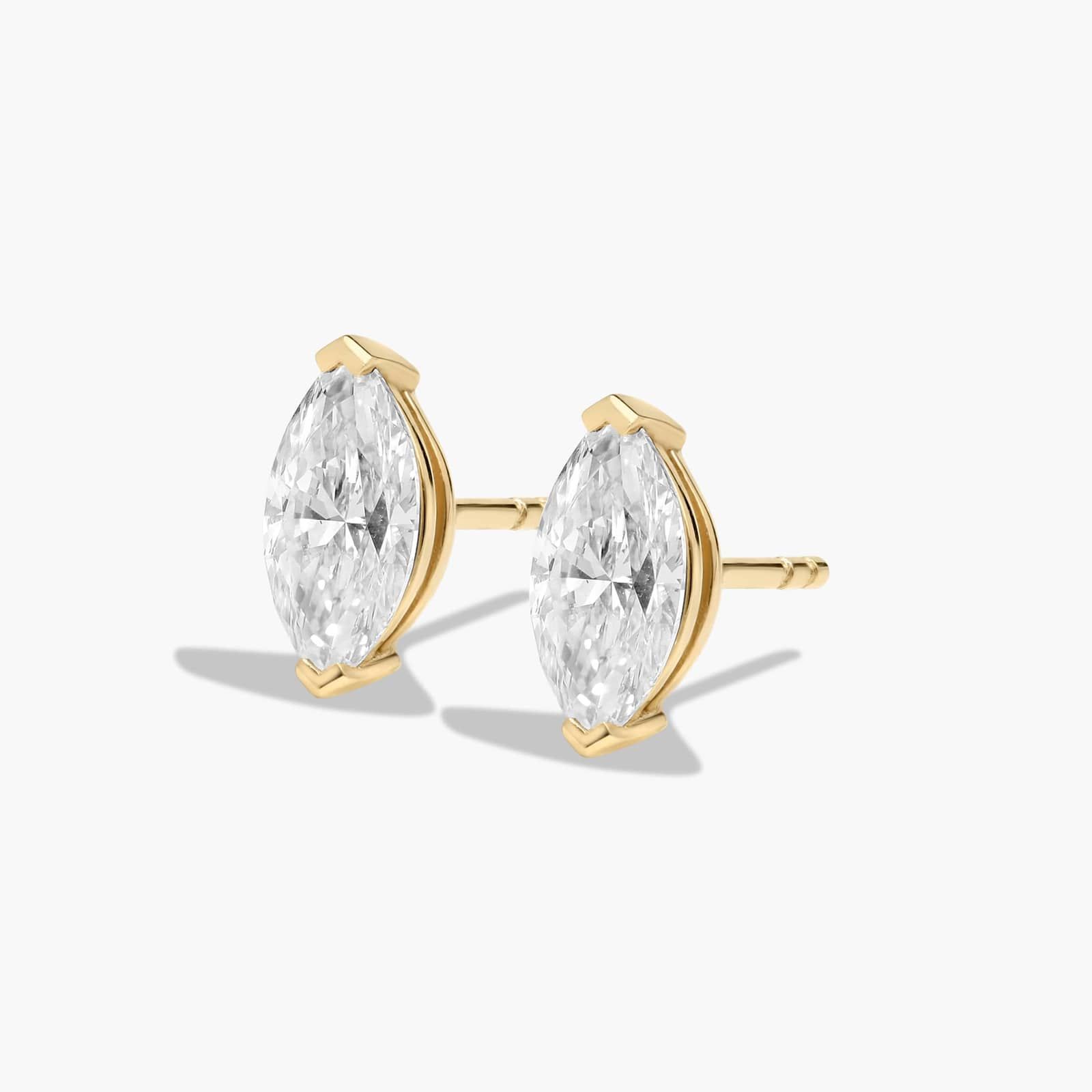 Marquise Cut 1.5 CTW Diamond Stud Earrings In 14K Yellow Gold