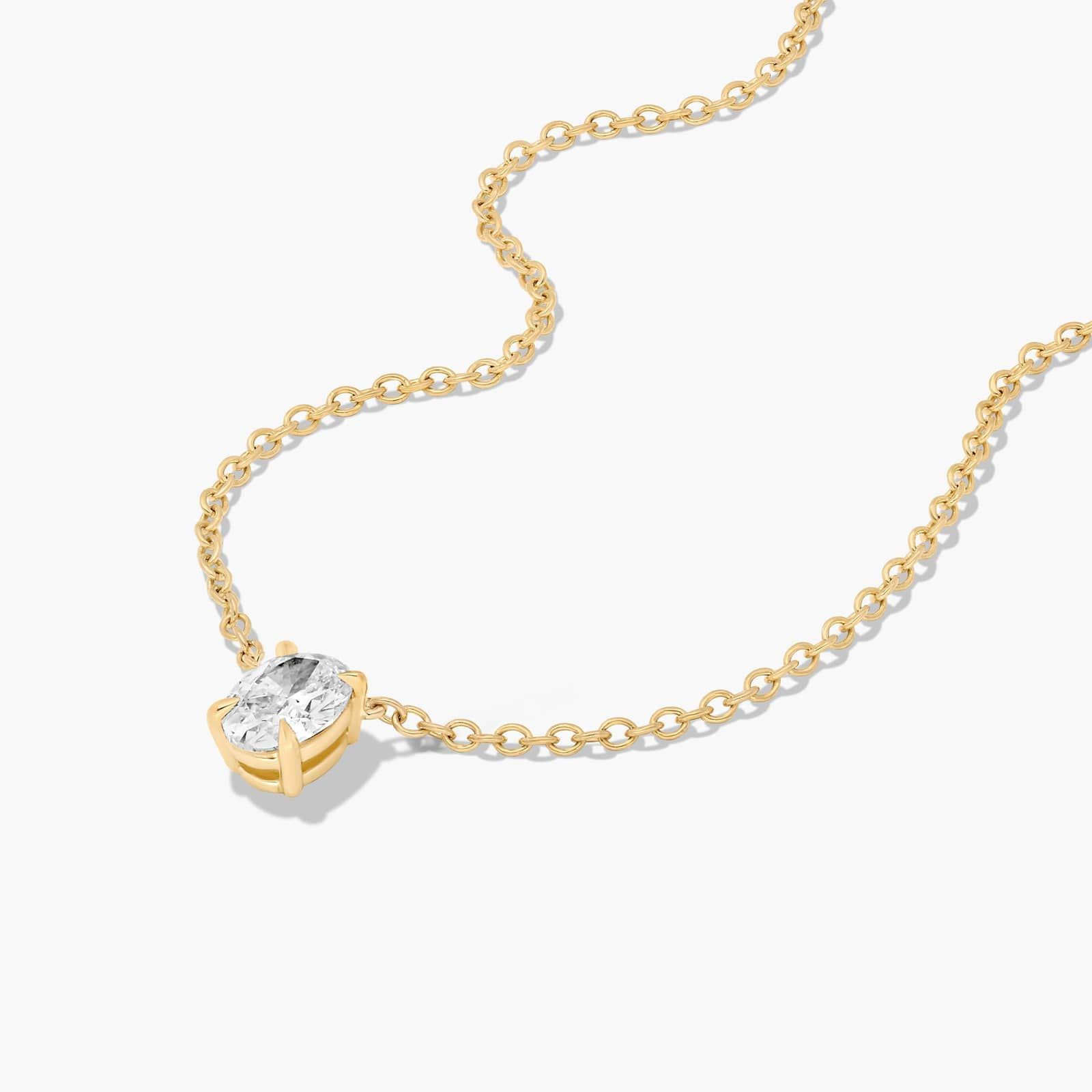 14K Yellow Gold Oval Shape Diamond Solitaire Pendant (0.25 CTW - H-I / SI1-SI2)