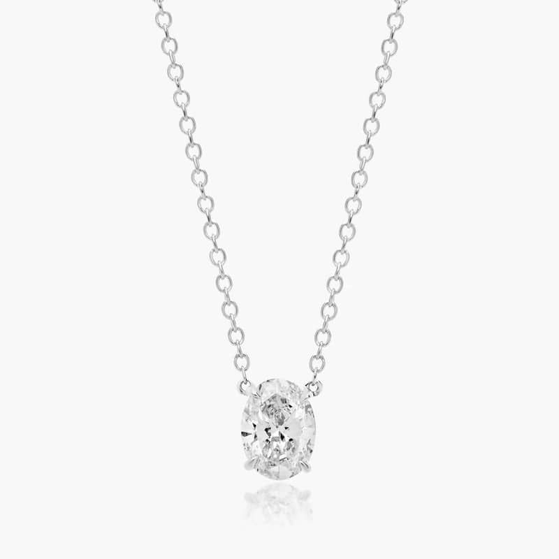 Platinum Oval Shape Diamond Solitaire Pendant (0.50 CTW - H-I / SI1-SI2)