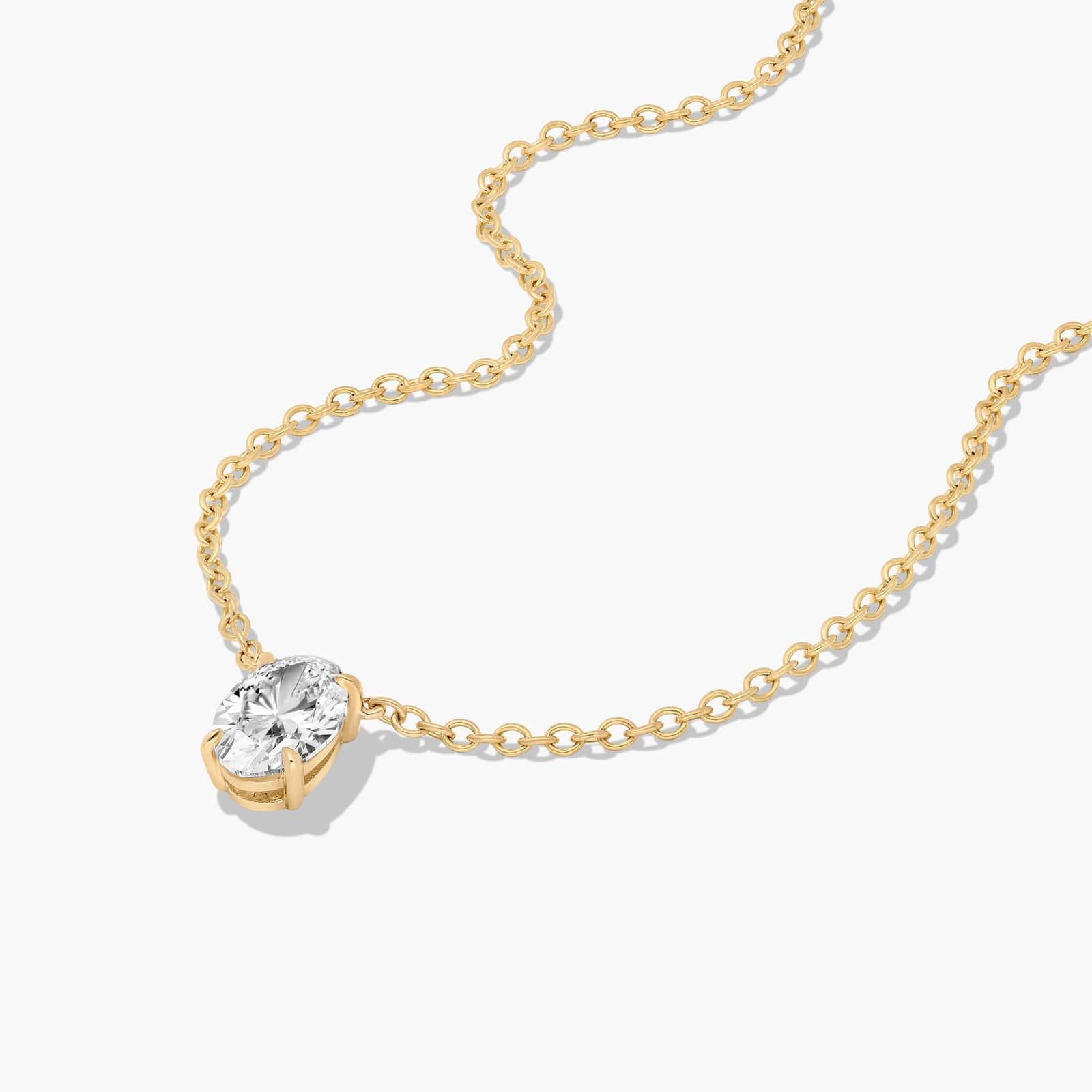 14K Yellow Gold Oval Shape Diamond Solitaire Pendant (0.50 CTW - H-I / SI1-SI2)