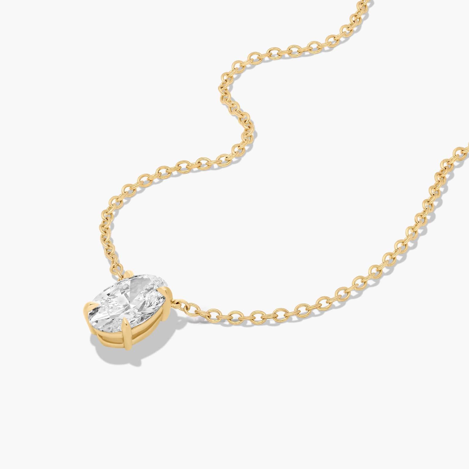 14K Yellow Gold Oval Shape Lab-Grown Diamond Solitaire Pendant (1.00 CTW - F-G / VS2-SI1)