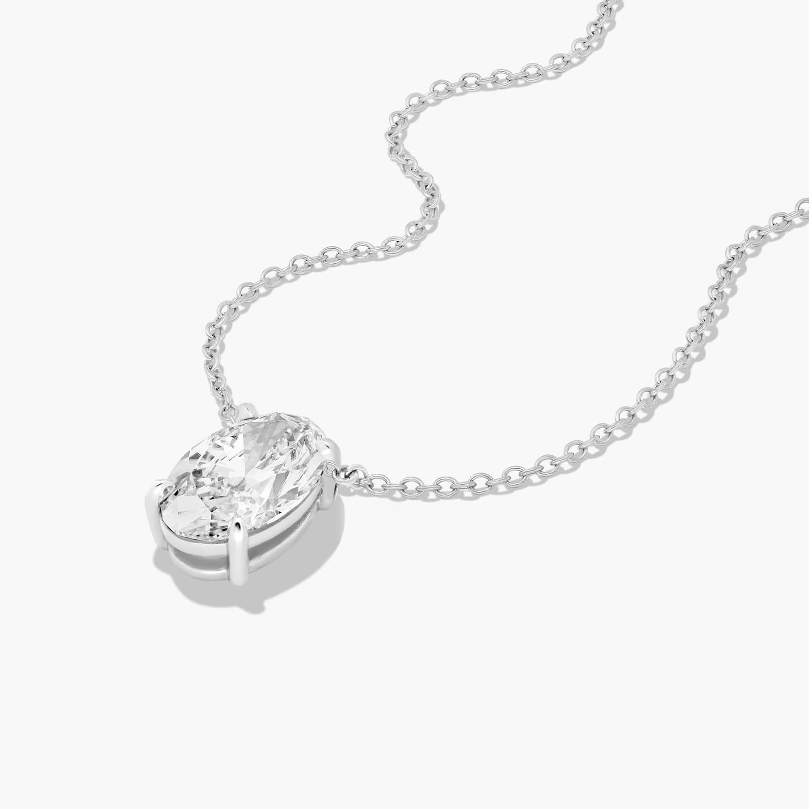 14K White Gold Oval Shape Lab Created Diamond Solitaire Pendant (1.5 CTW - F-G / VS2-SI1)