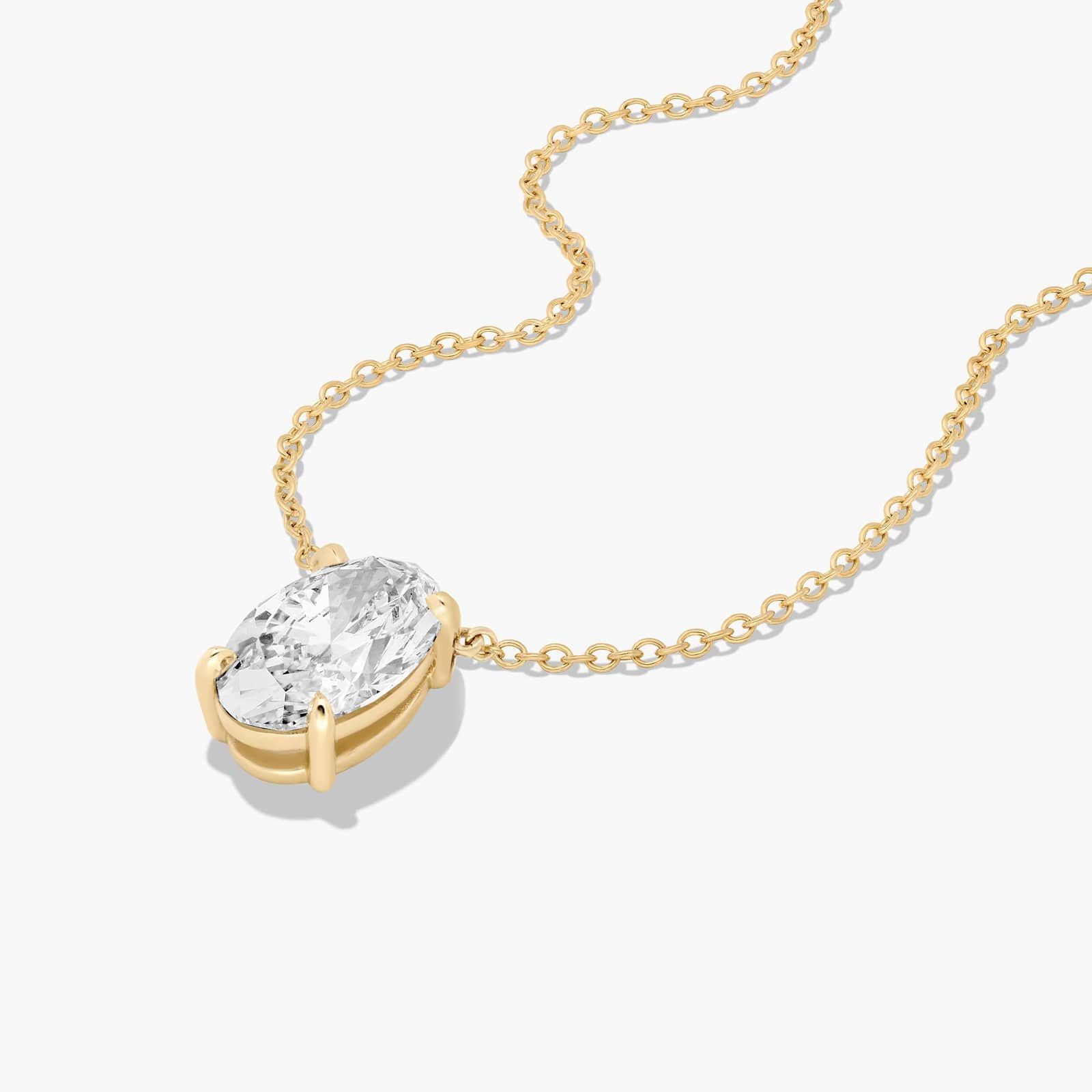 14K Yellow Gold Oval Shape Lab Created Diamond Solitaire Pendant (1.5 CTW - F-G / VS2-SI1)