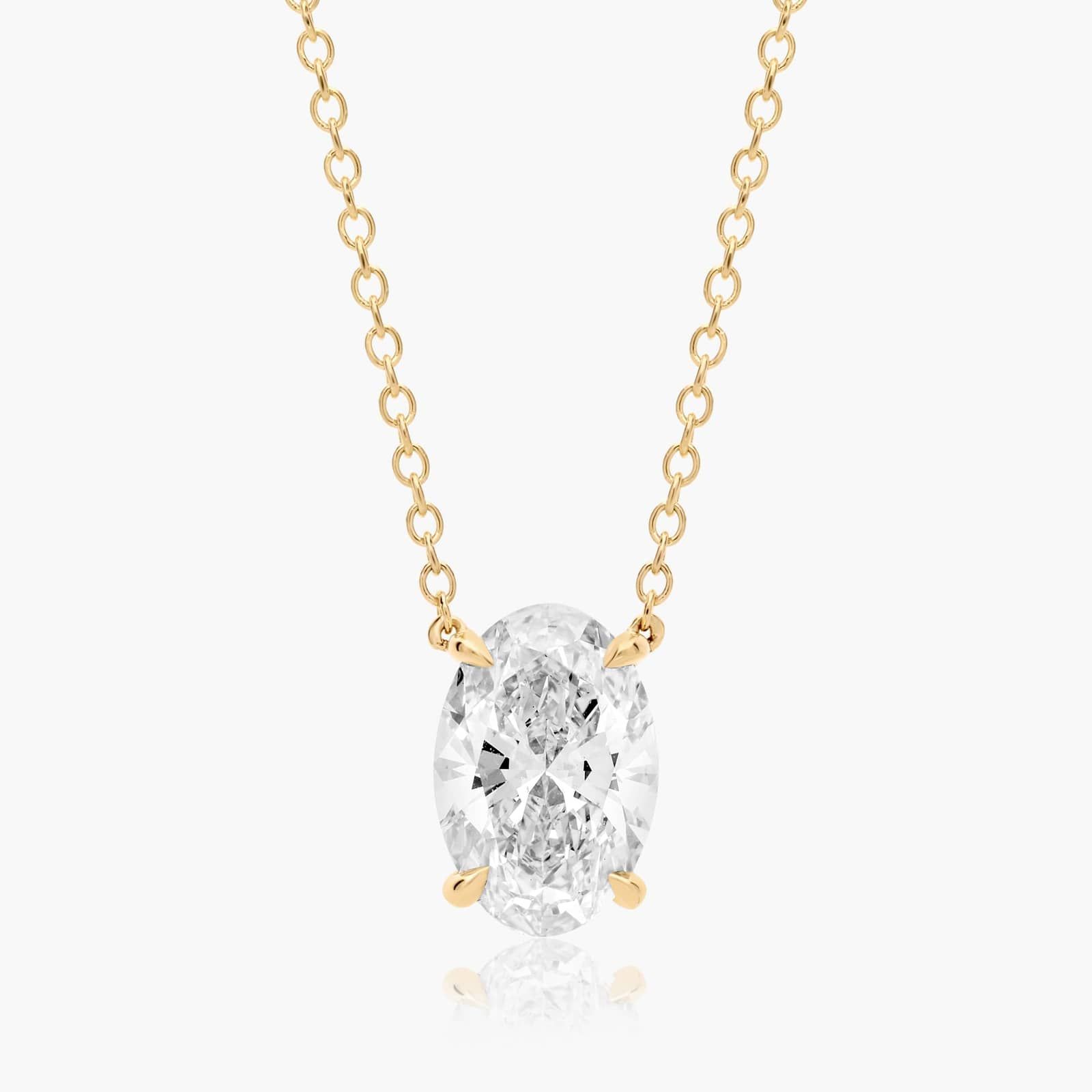 14K Yellow Gold Oval Shape Lab Created Diamond Solitaire Pendant (2 CTW - F-G / VS2-SI1)