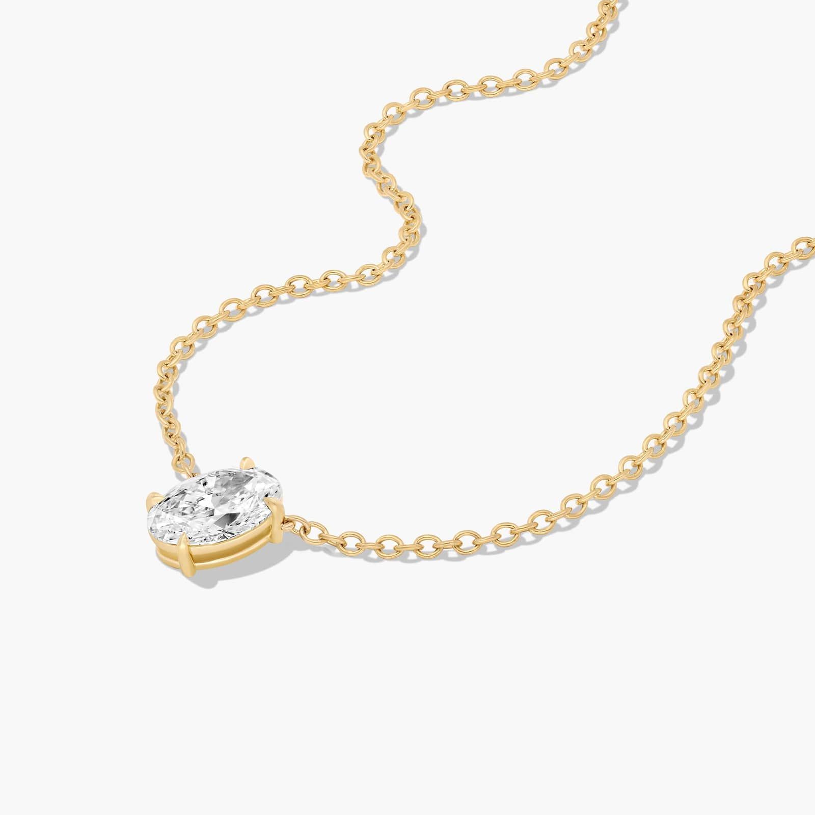 14K Yellow Gold Oval Shape Lab Created Diamond Solitaire Pendant (2 CTW - F-G / VS2-SI1)