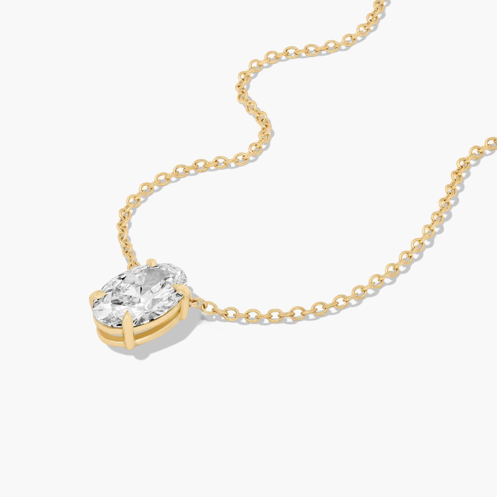 14K Yellow Gold Oval Shape Lab Created Diamond Solitaire Pendant (3 CTW - F-G / VS2-SI1)