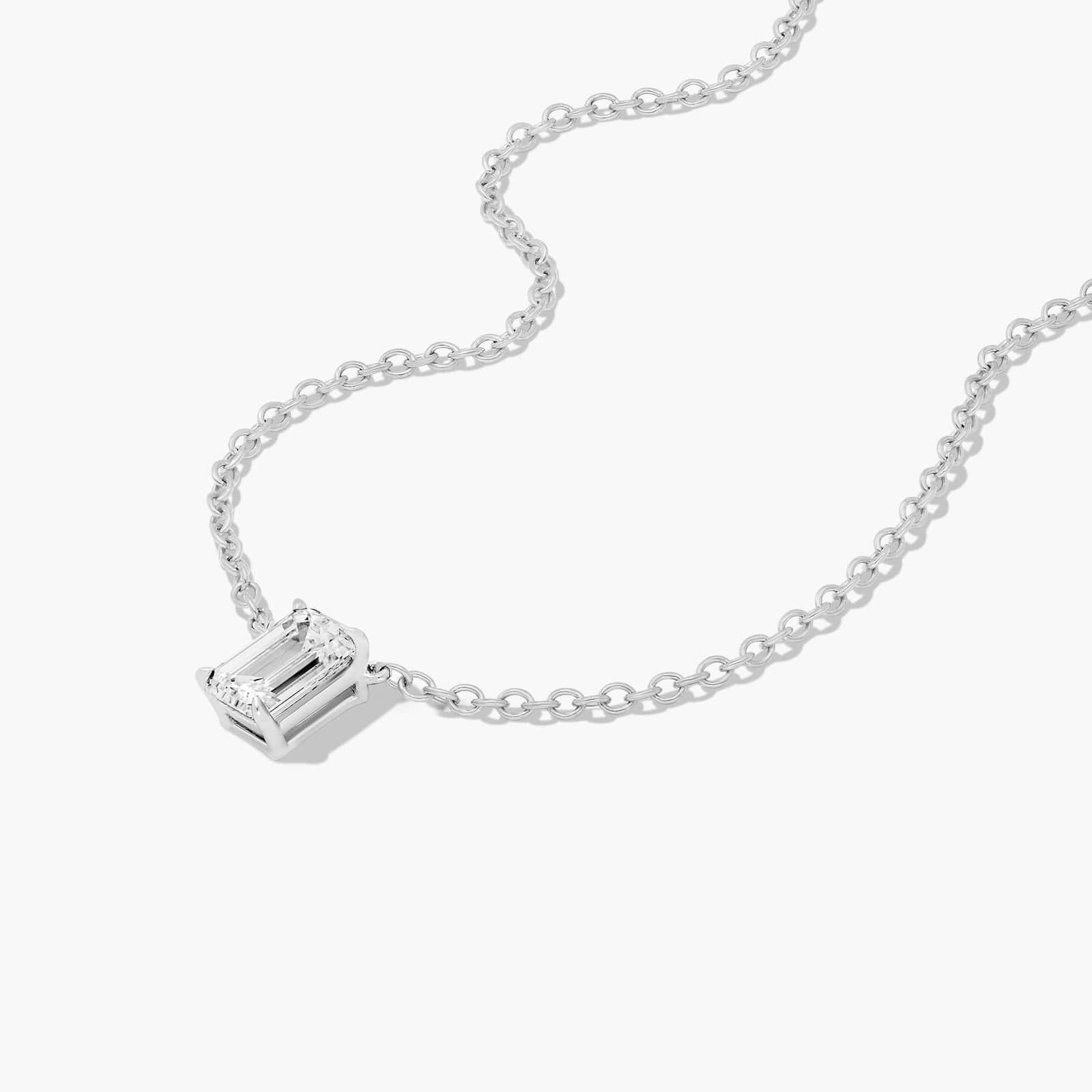 14K White Gold Emerald Cut Lab-Grown Diamond Solitaire Pendant (0.50 CTW - F-G / VS2-SI1)
