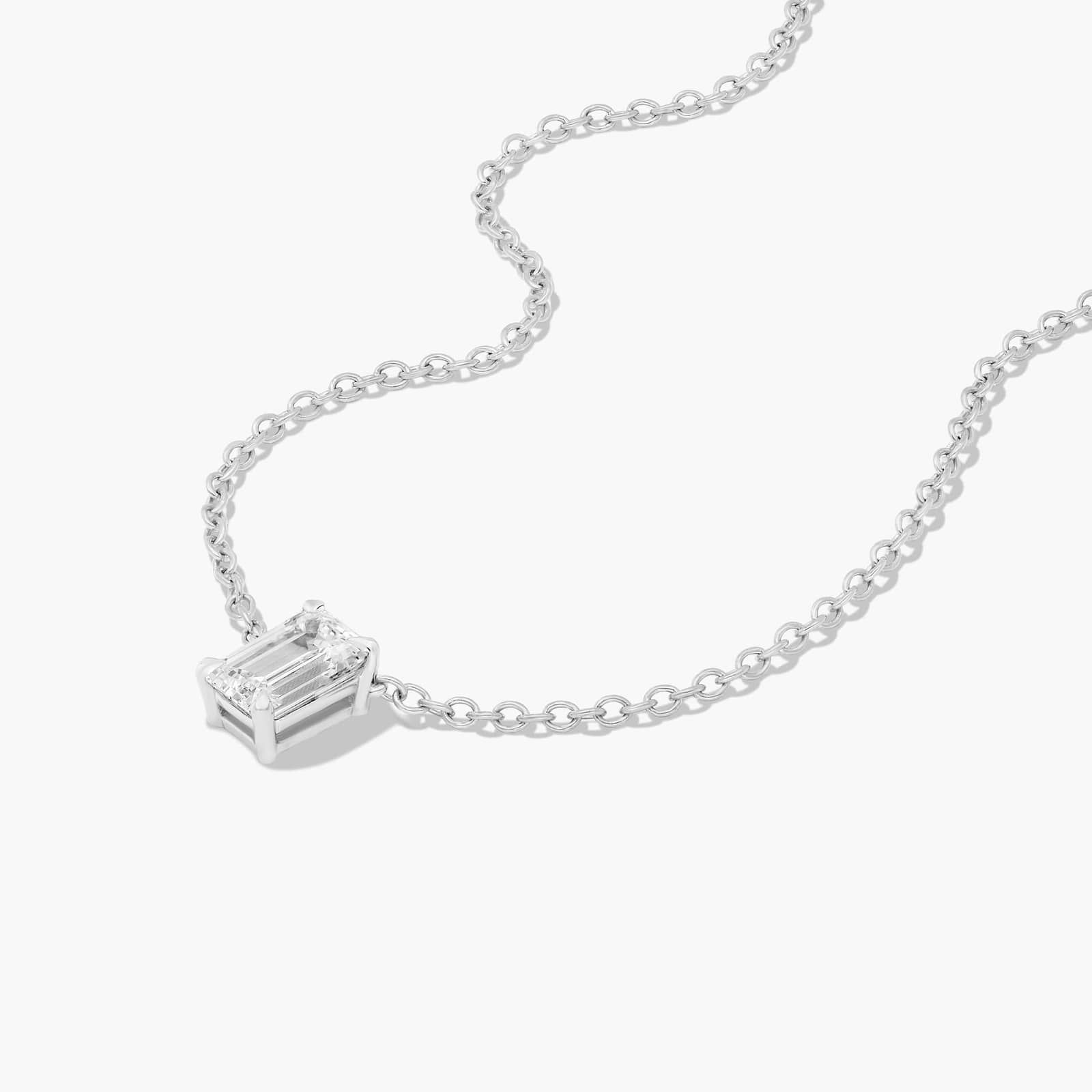 14K White Gold Emerald Cut Lab-Grown Diamond Solitaire Pendant (0.75 CTW - F-G / VS2-SI1)