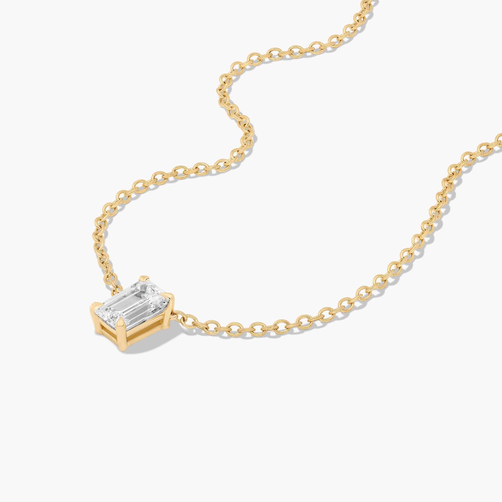 14K Yellow Gold Emerald Cut Lab-Grown Diamond Solitaire Pendant (0.75 CTW - F-G / VS2-SI1)