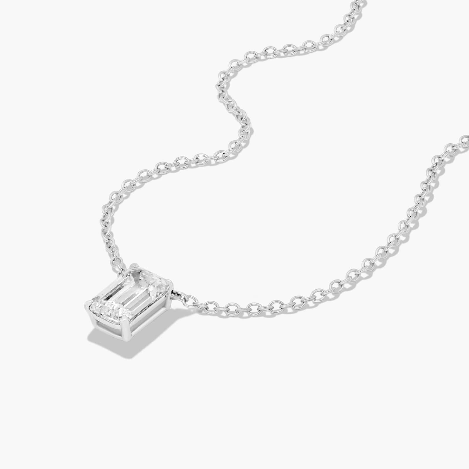 14K White Gold Emerald Cut Lab-Grown Diamond Solitaire Pendant (1.00 CTW - F-G / VS2-SI1)