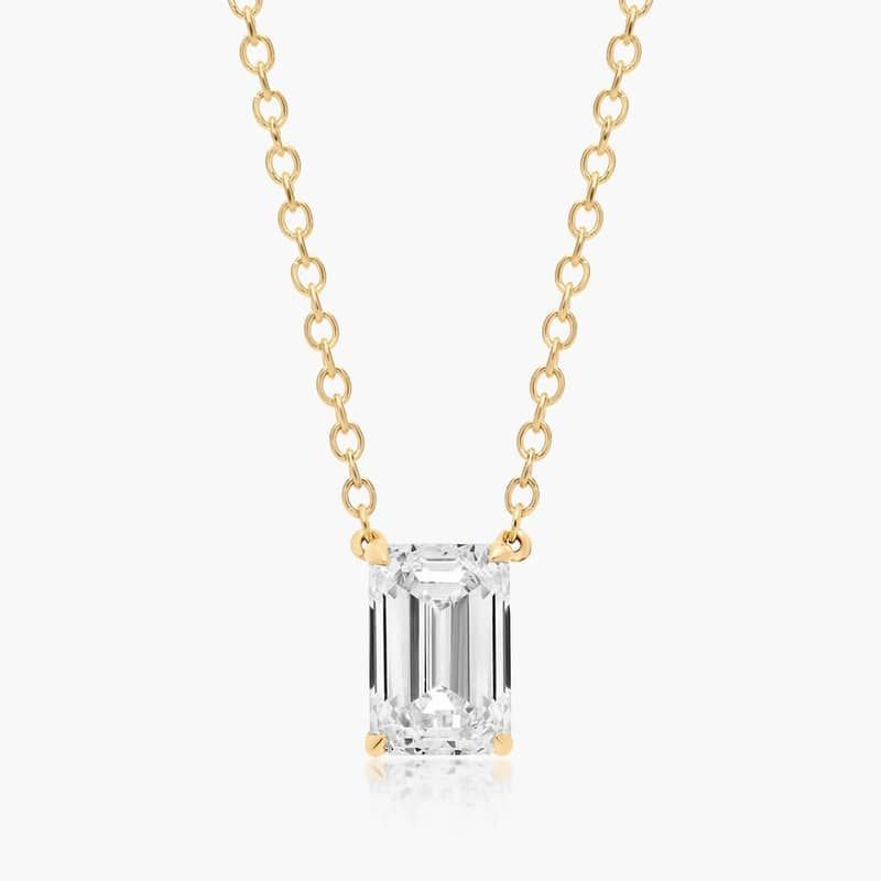 14K Yellow Gold Emerald Cut Lab-Grown Diamond Solitaire Pendant (1.00 CTW - F-G / VS2-SI1)