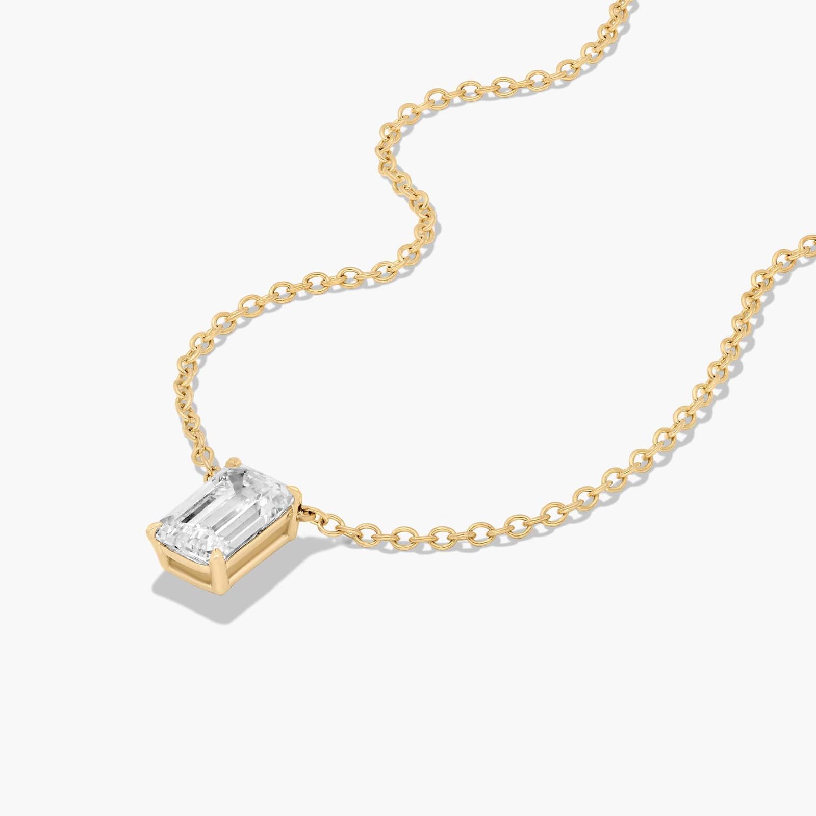14K Yellow Gold Emerald Cut Lab-Grown Diamond Solitaire Pendant (1.00 CTW - F-G / VS2-SI1)