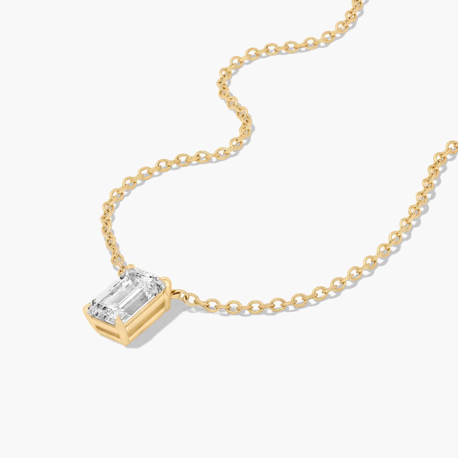 14K Yellow Gold Emerald Cut Lab-Grown Diamond Solitaire Pendant (1.50 CTW - F-G / VS2-SI1)