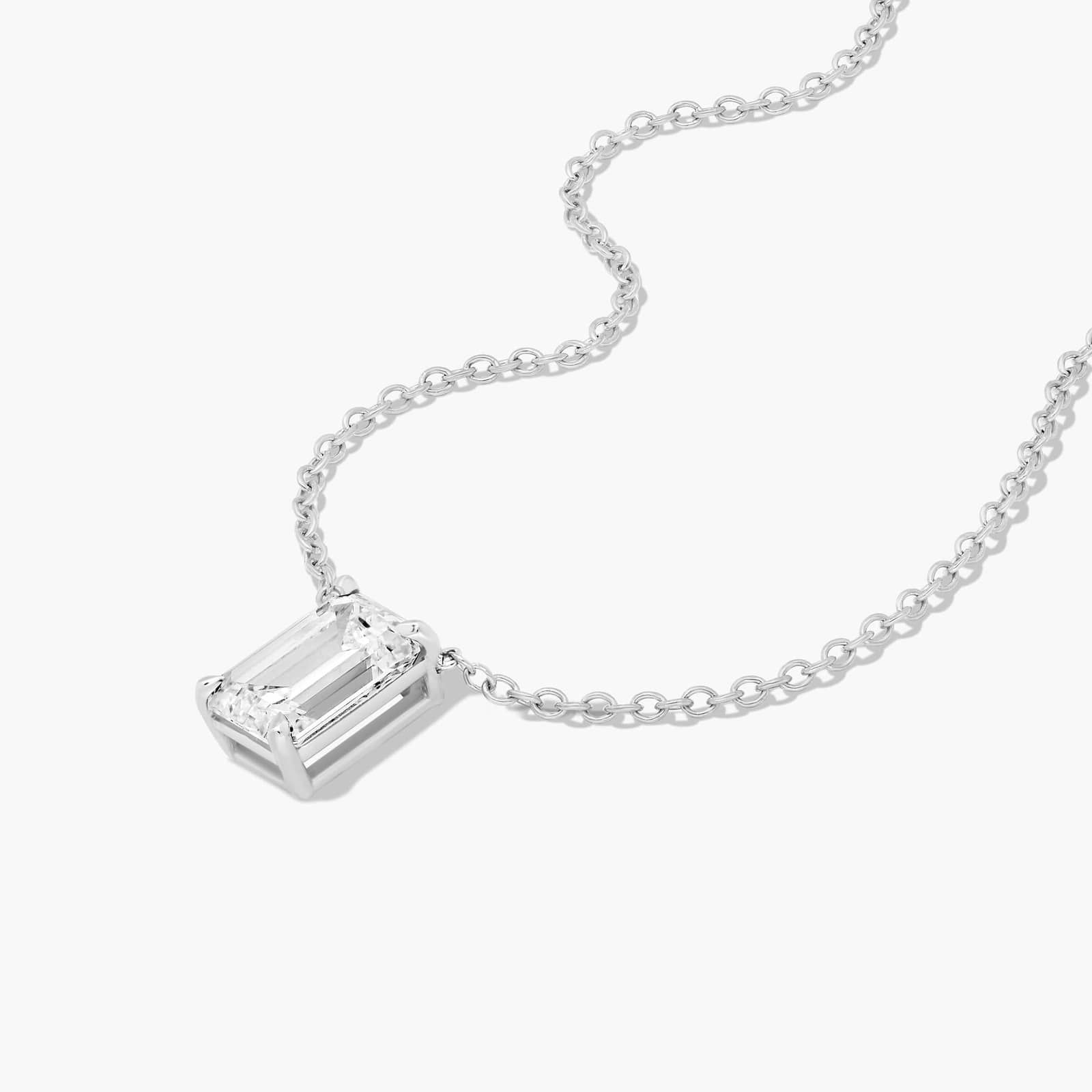14K White Gold Emerald Cut Lab-Grown Diamond Solitaire Pendant (2.00 CTW - F-G / VS2-SI1)