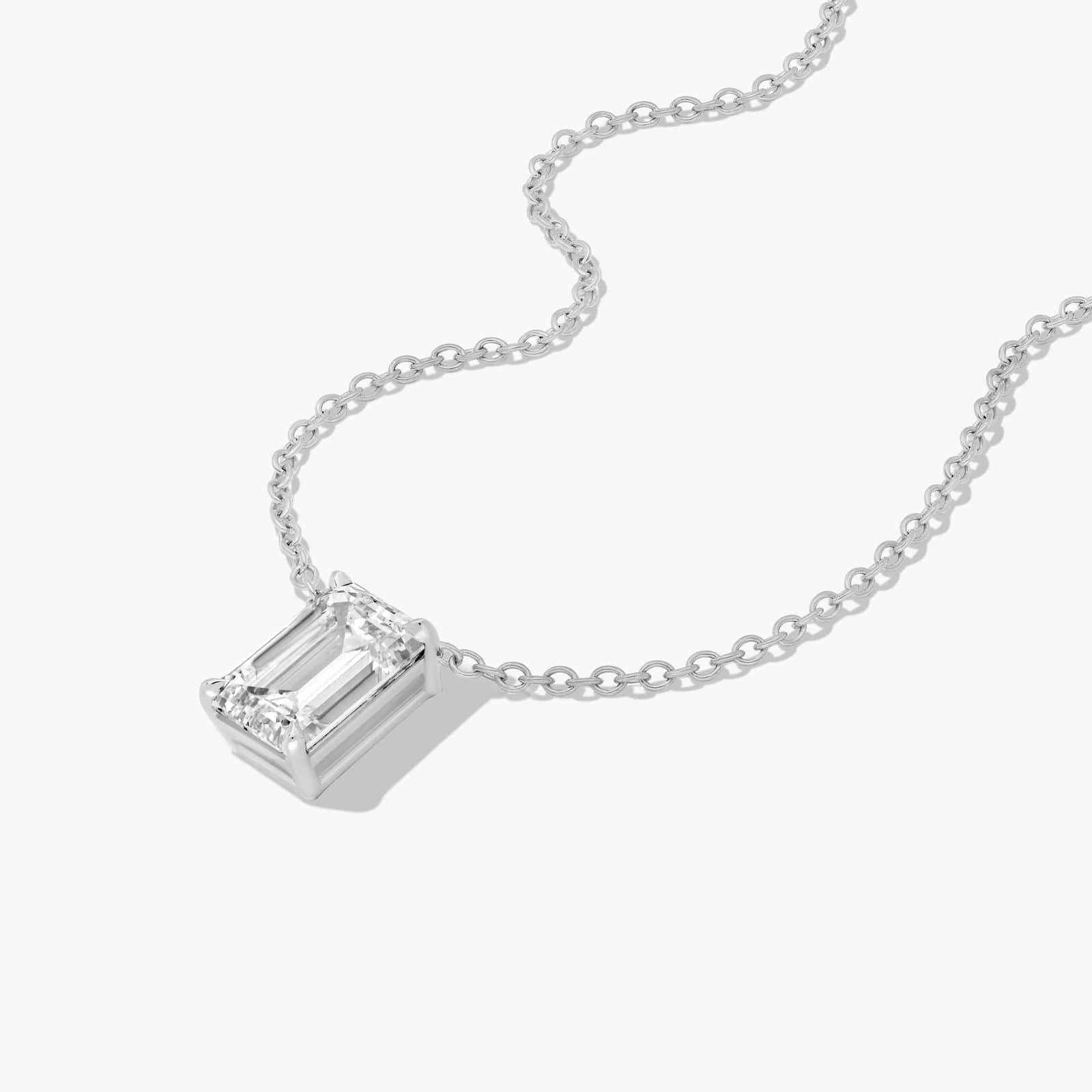 14K White Gold Emerald Cut Lab-Grown Diamond Solitaire Pendant (3.00 CTW - F-G / VS2-SI1)