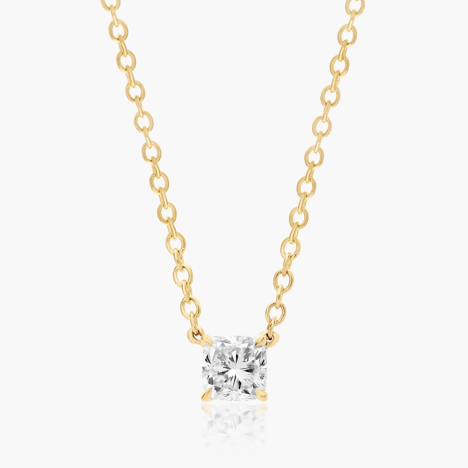 14K Yellow Gold Cushion Shape Lab-Grown Diamond Solitaire Pendant (0.25 CTW - F-G / VS2-SI1)