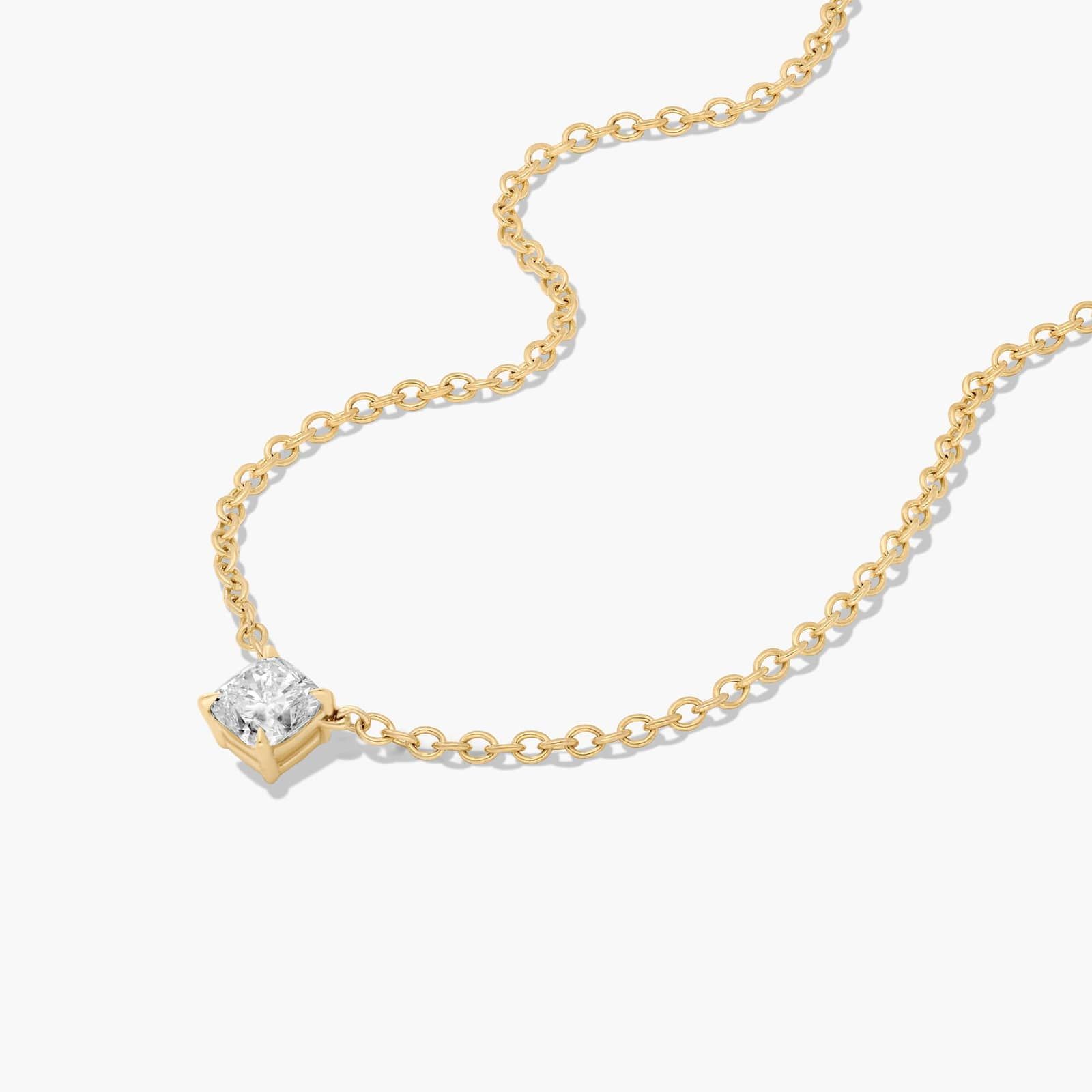 14K Yellow Gold Cushion Shape Lab-Grown Diamond Solitaire Pendant (0.25 CTW - F-G / VS2-SI1)