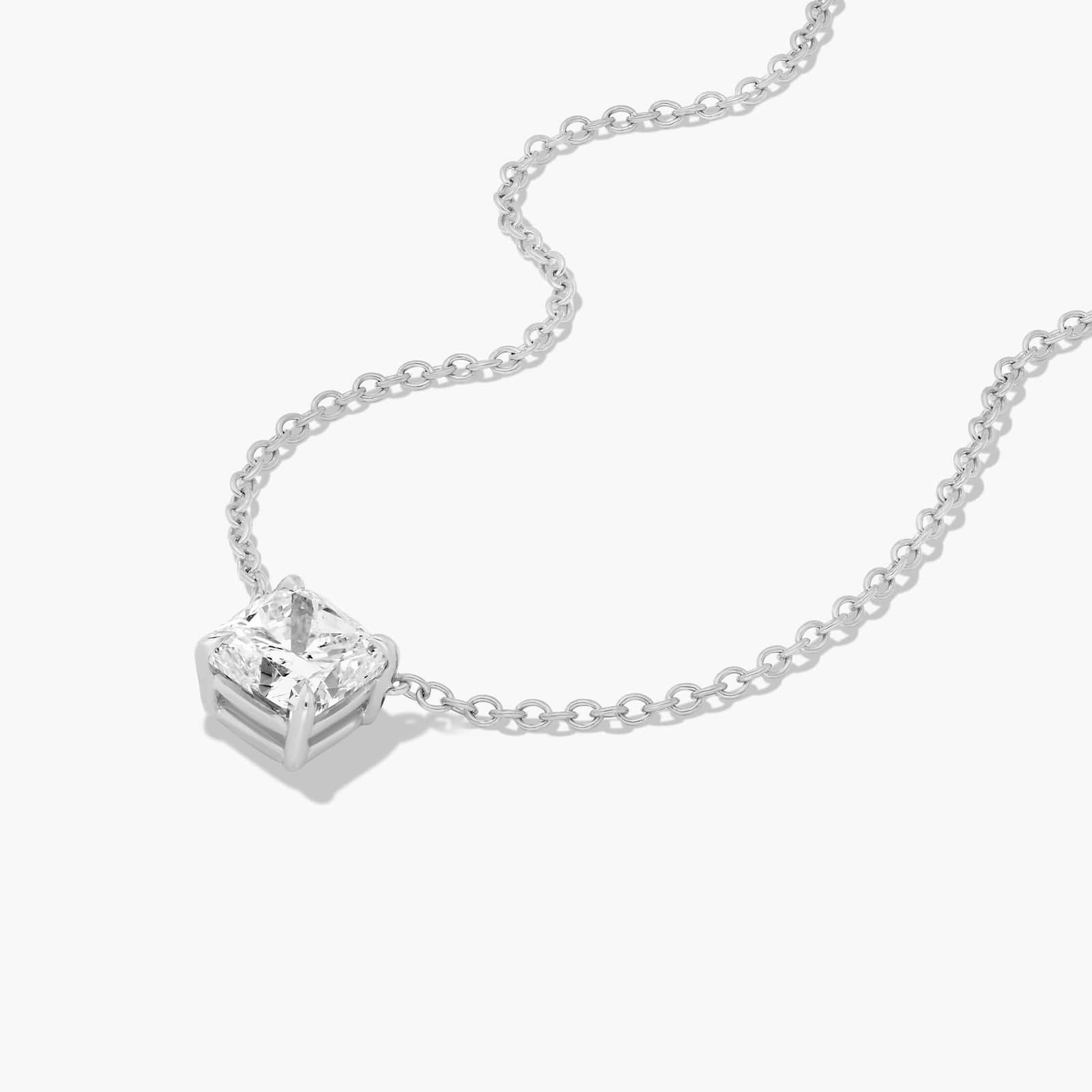 14K White Gold Cushion Shape Diamond Solitaire Pendant (0.50 CTW - H-I / SI1-SI2)