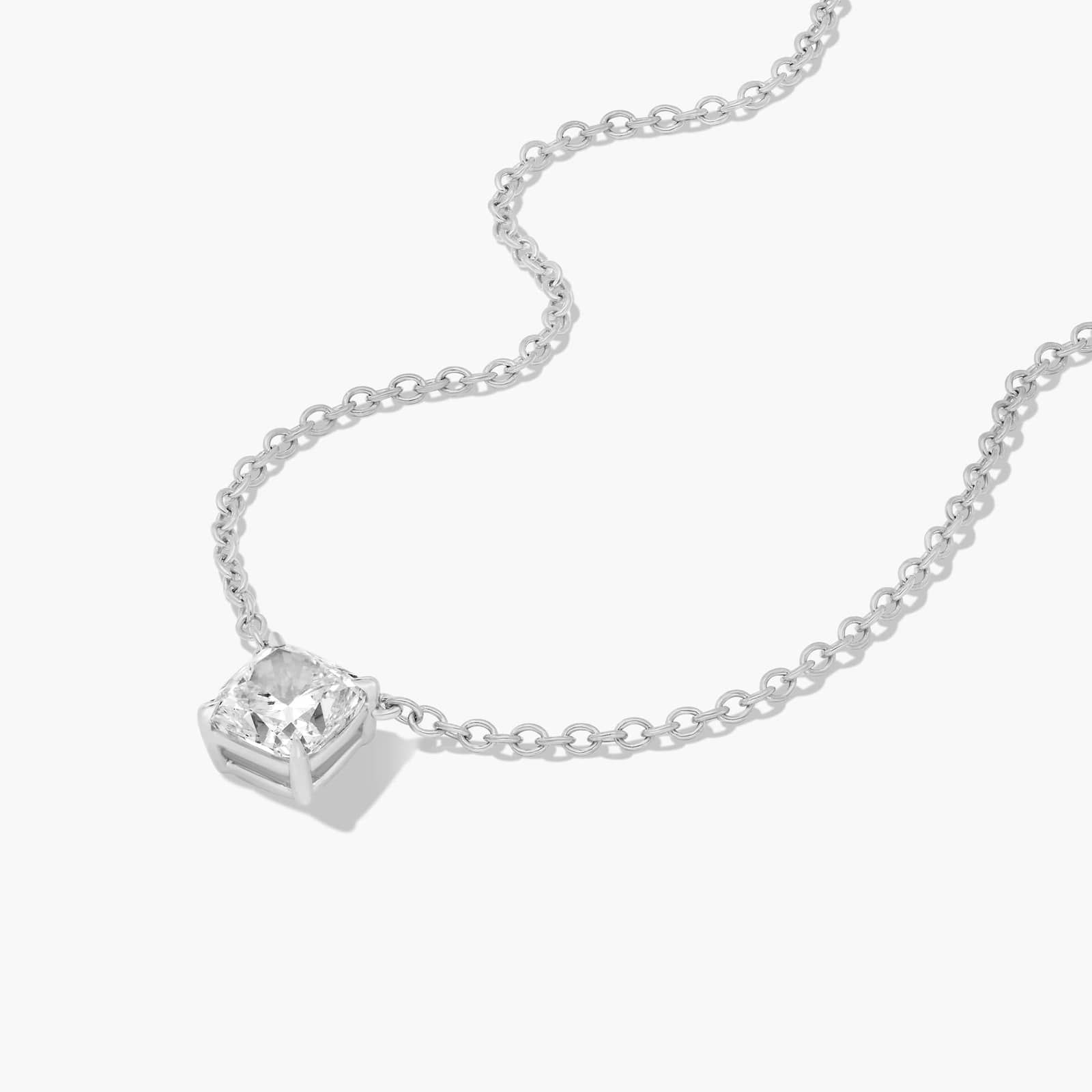14K White Gold Cushion Shape Diamond Solitaire Pendant (0.75 CTW - H-I / SI1-SI2)