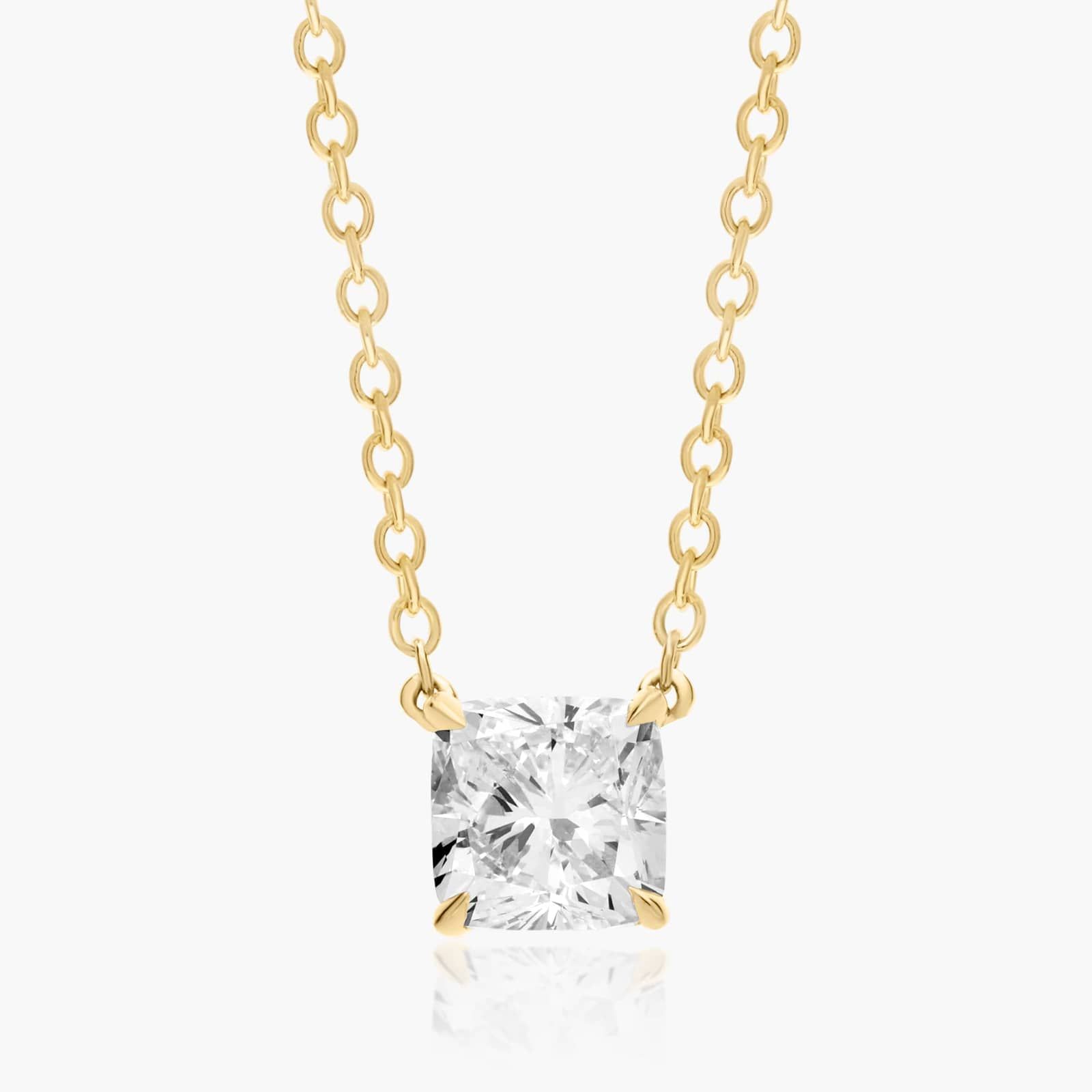 14K Yellow Gold Cushion Shape Lab-Grown Diamond Solitaire Pendant (0.75 CTW - F-G / VS2-SI1)