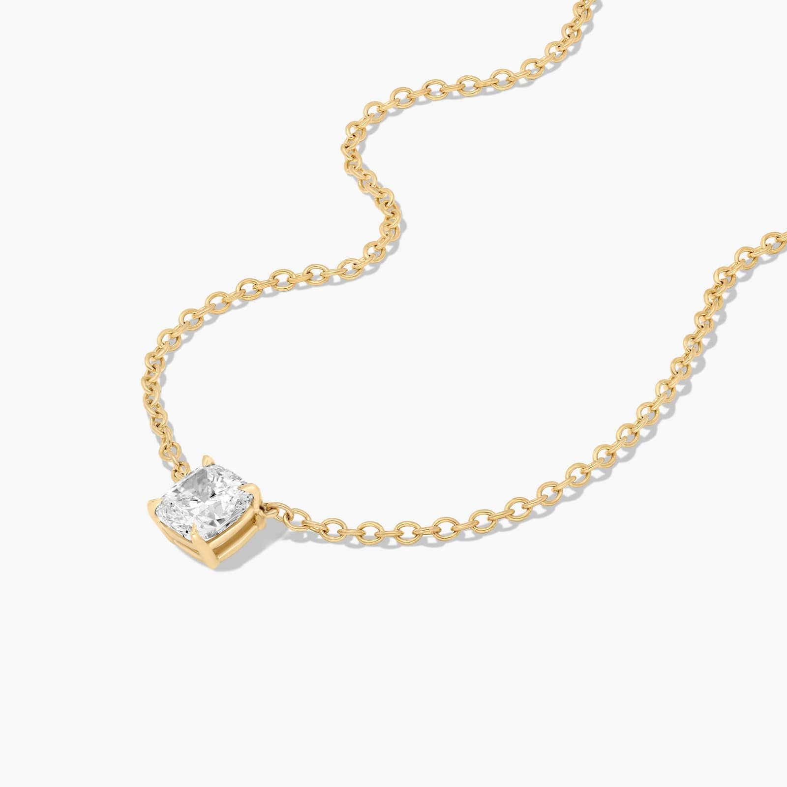 14K Yellow Gold Cushion Shape Diamond Solitaire Pendant (1.00 CTW - H-I / SI1-SI2)