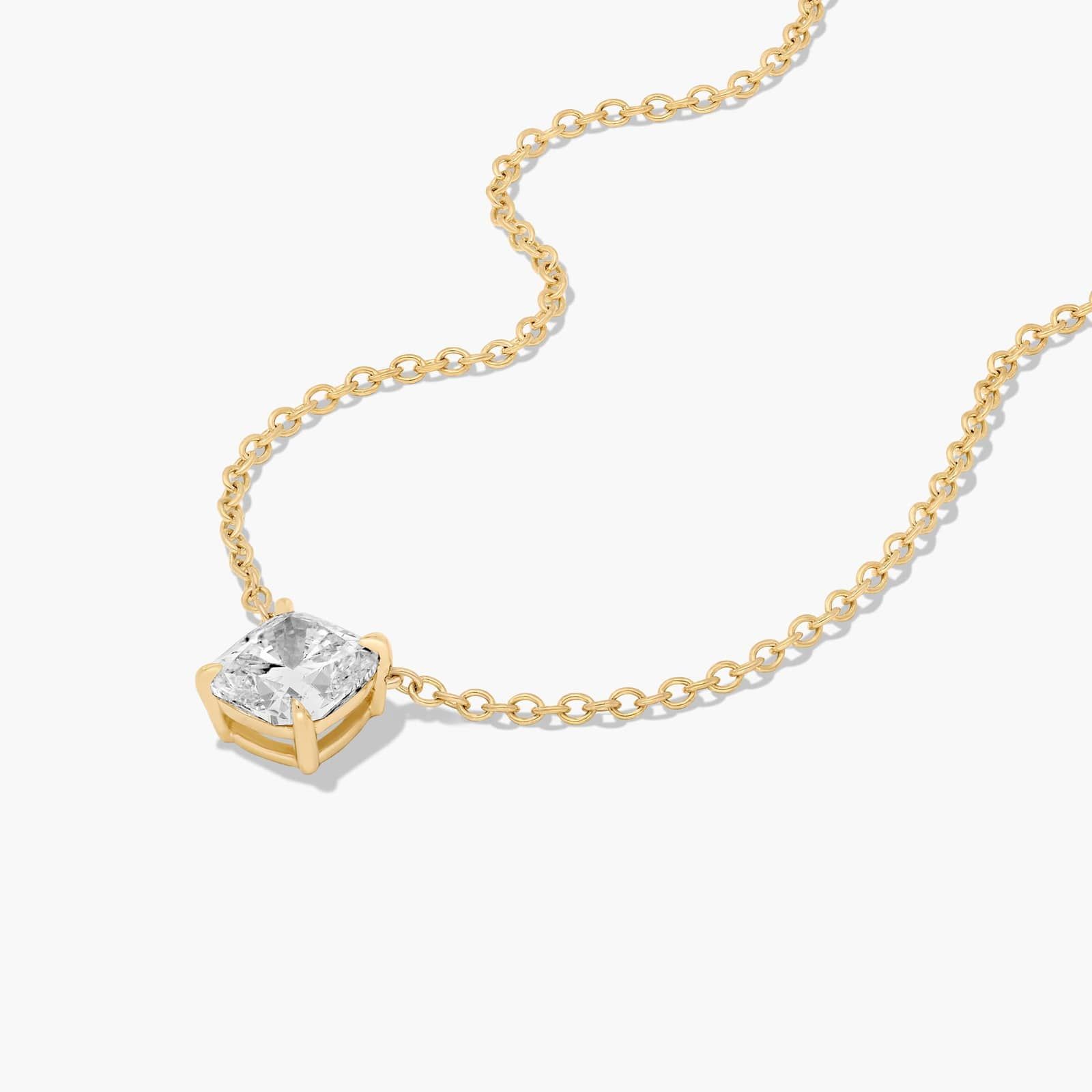 14K Yellow Gold Cushion Cut Lab-Grown Diamond Solitaire Pendant (1.50 CTW - F-G / VS2-SI1)