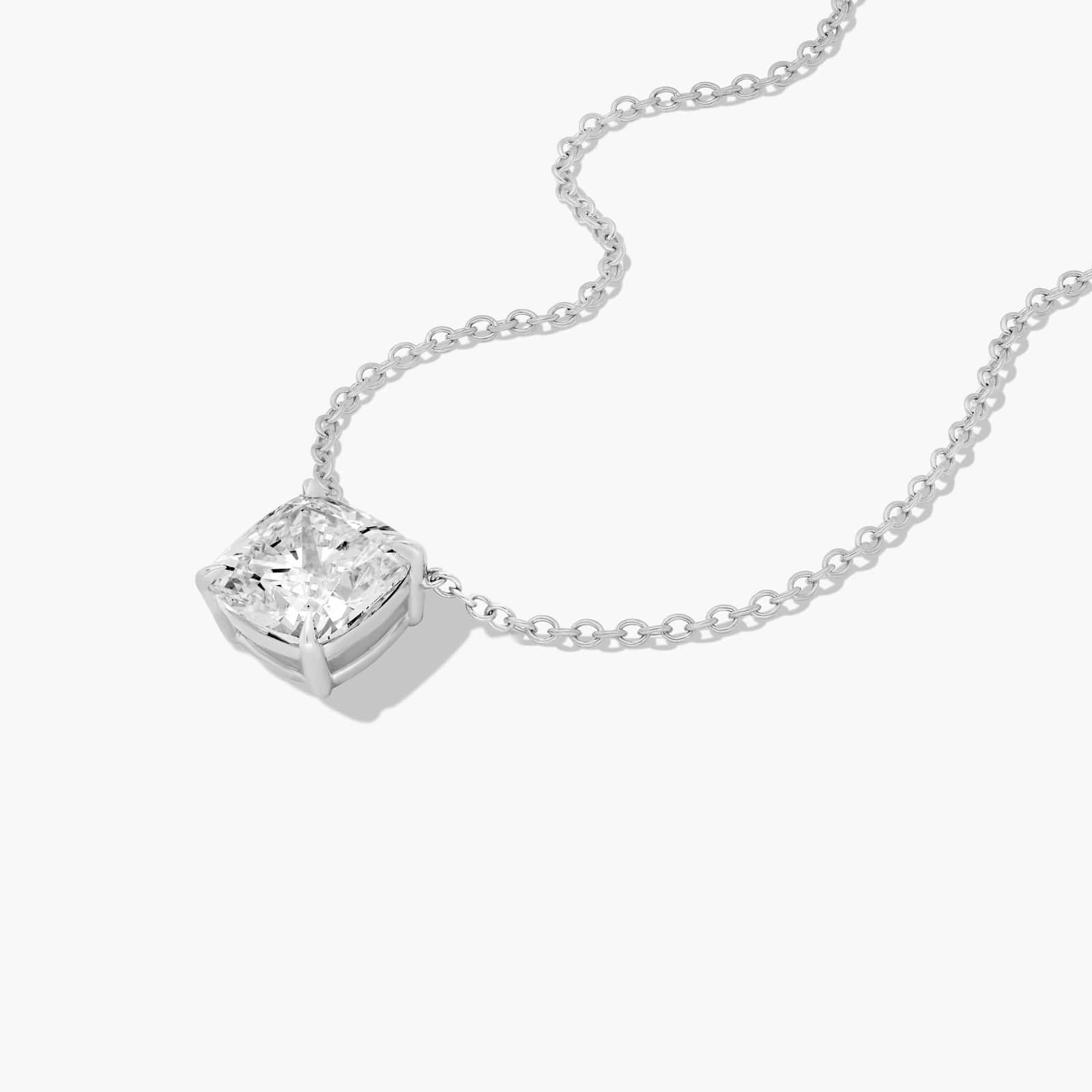 14K White Gold Cushion Cut Lab-Grown Diamond Solitaire Pendant (2.00 CTW - F-G / VS2-SI1)