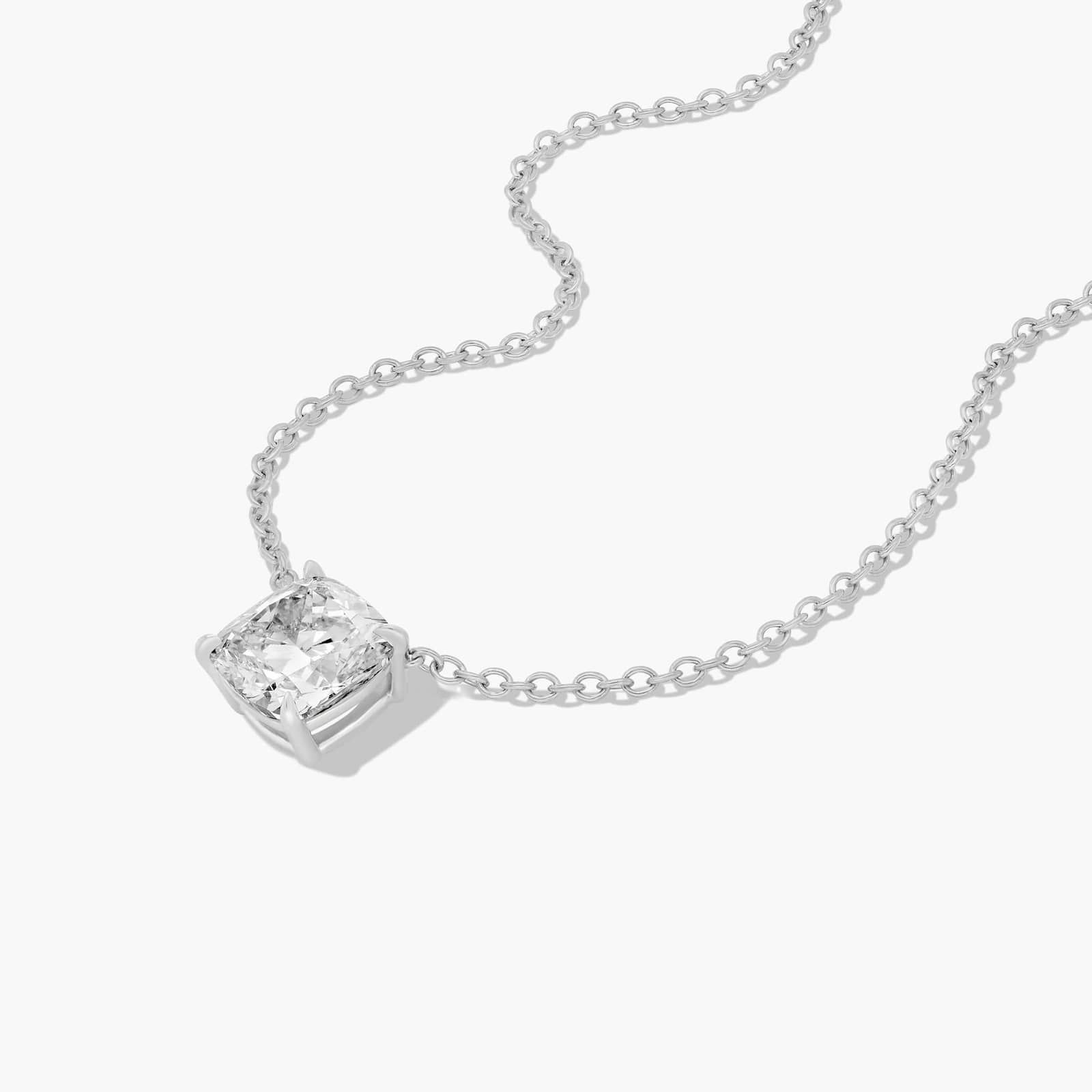 14K White Gold Cushion Cut Lab-Grown Diamond Solitaire Pendant (3.00 CTW - F-G / VS2-SI1)