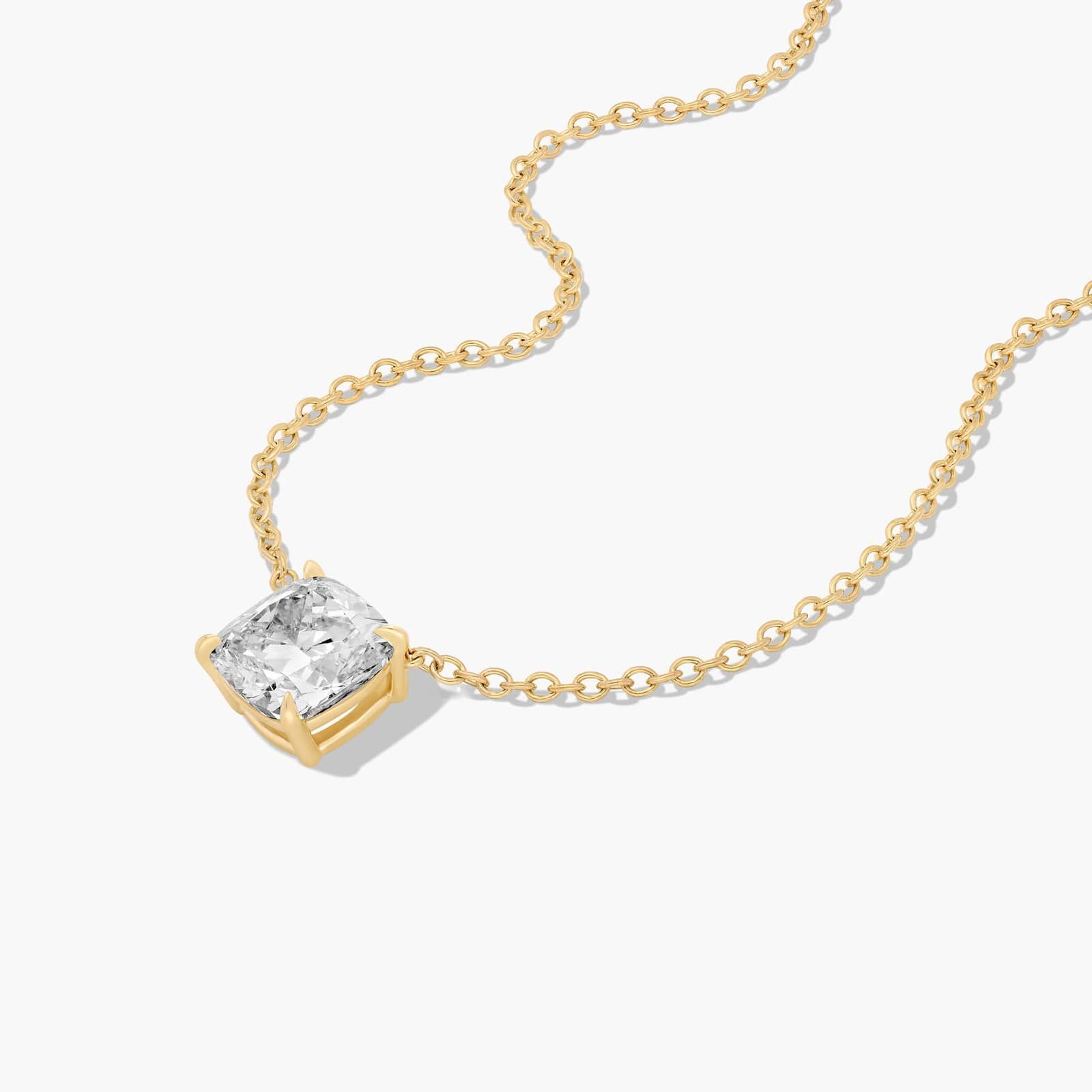 14K Yellow Gold Cushion Cut Lab-Grown Diamond Solitaire Pendant (3.00 CTW - F-G / VS2-SI1)