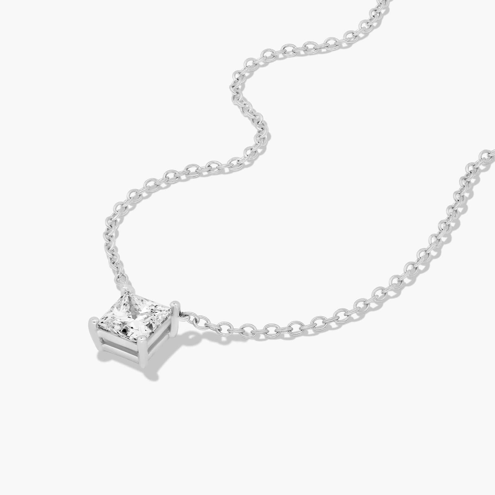 14K White Gold Princess Cut Diamond Solitaire Pendant (0.25 CTW - H-I / SI1-SI2)