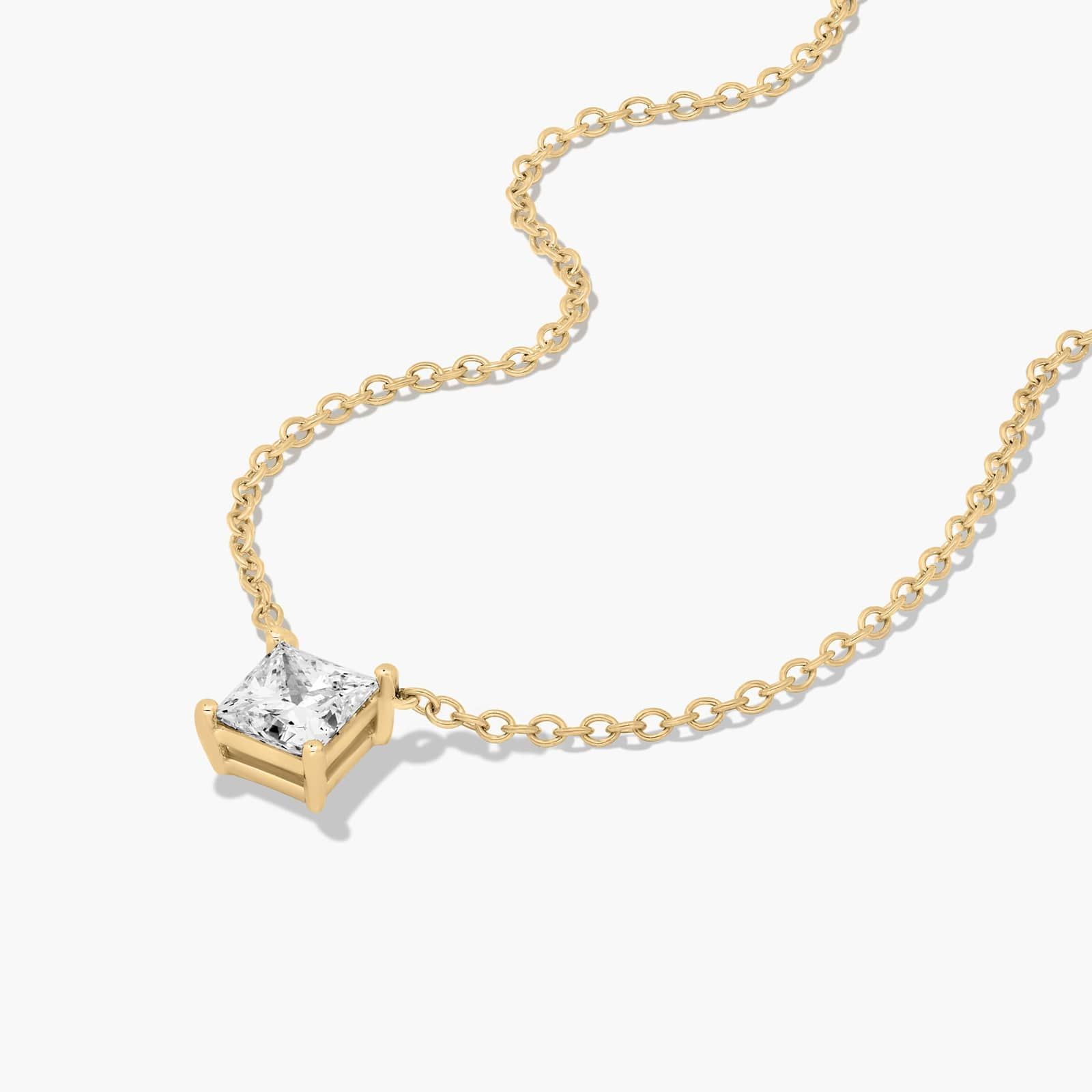14K Yellow Gold Princess Cut Diamond Solitaire Pendant (0.25 CTW - H-I / SI1-SI2)
