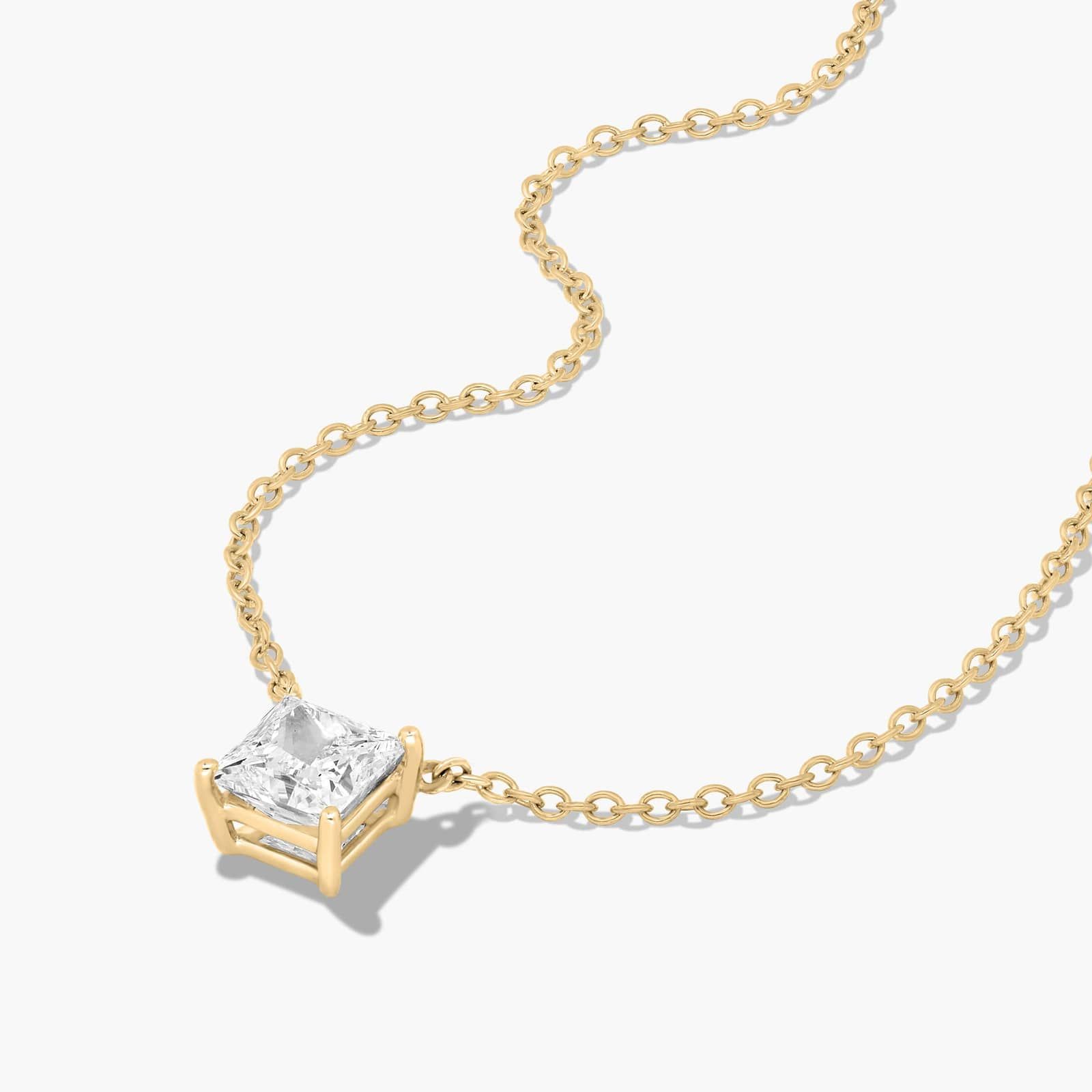 14K Yellow Gold Princess Cut Diamond Solitaire Pendant (0.50 CTW - H-I / SI1-SI2)