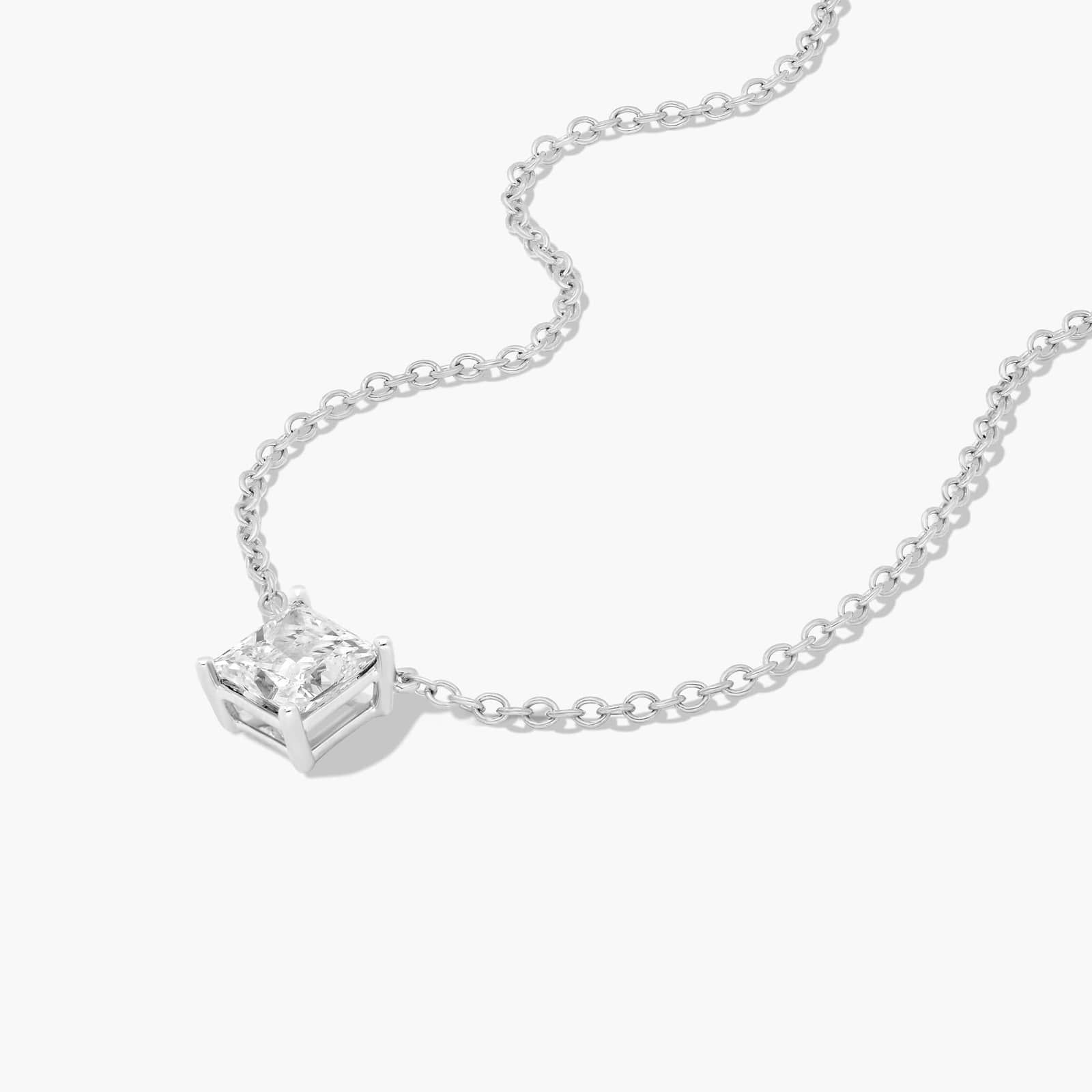 14K White Gold Princess Cut Diamond Solitaire Pendant (0.75 CTW - H-I / SI1-SI2)