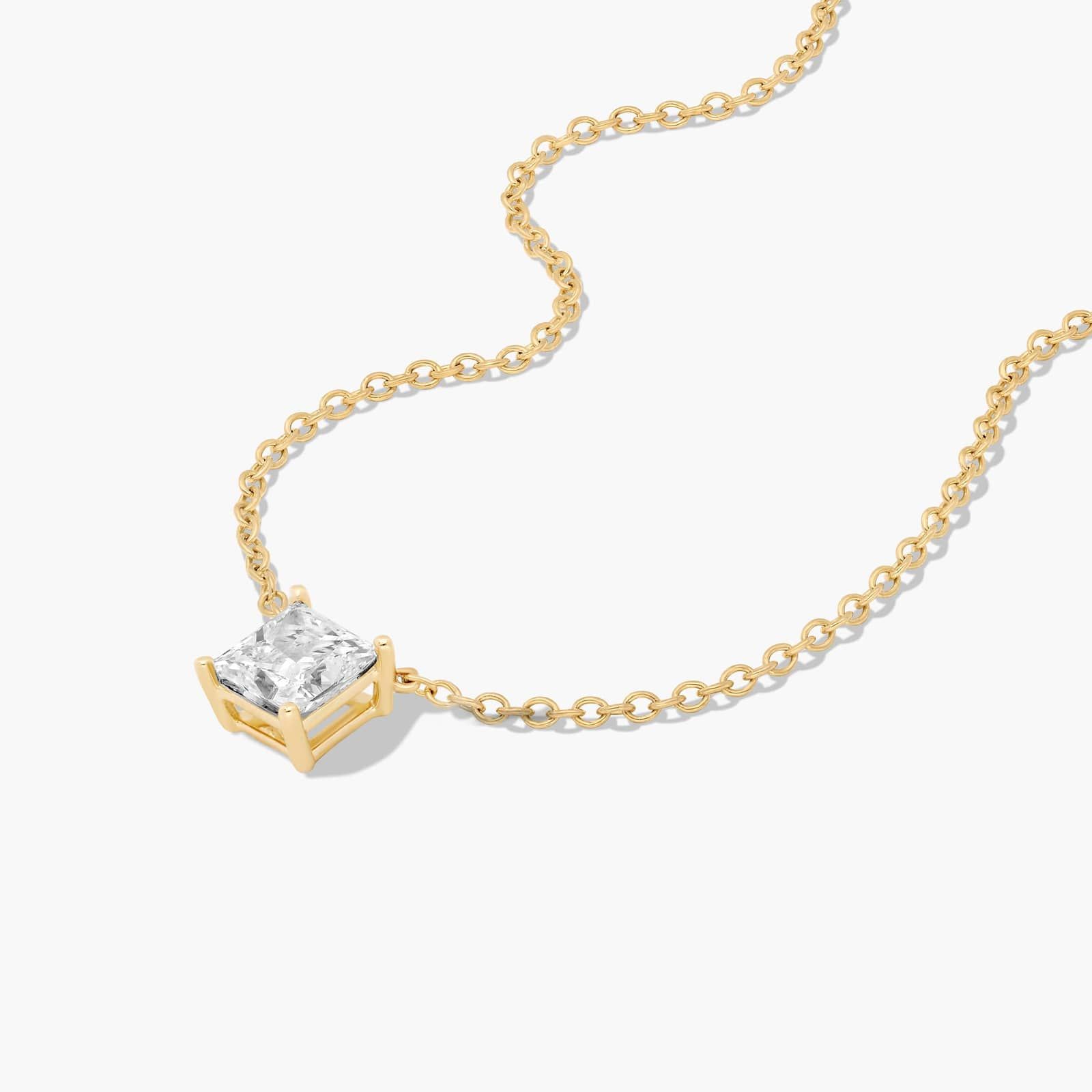 14K Yellow Gold Princess Cut Diamond Solitaire Pendant (0.75 CTW - H-I / SI1-SI2)