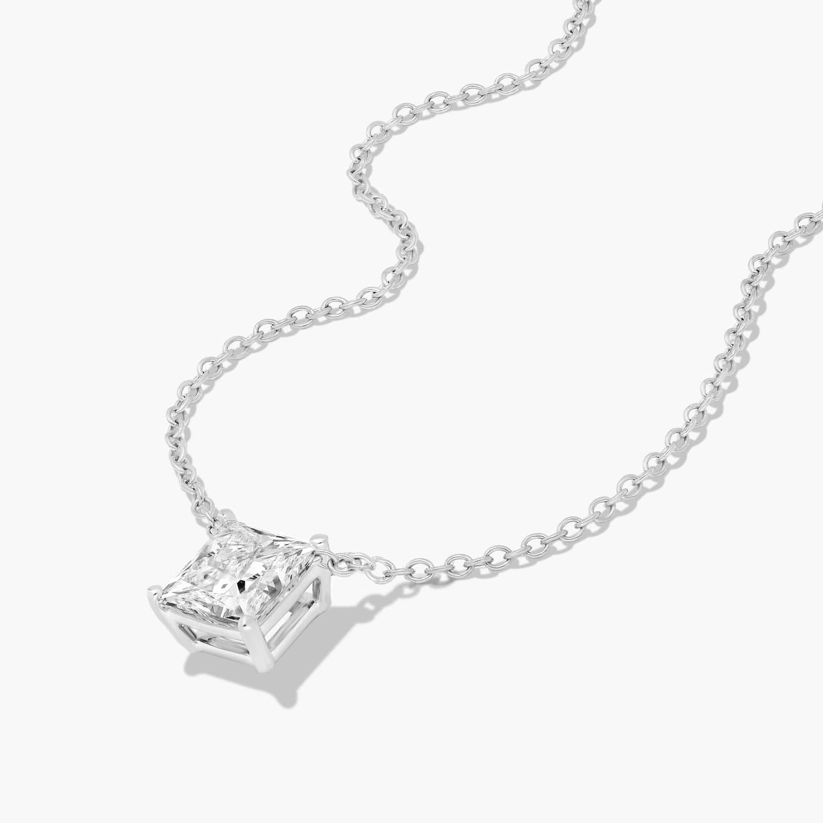 14K White Gold Princess Cut Diamond Solitaire Pendant (1.00 CTW - H-I / SI1-SI2)