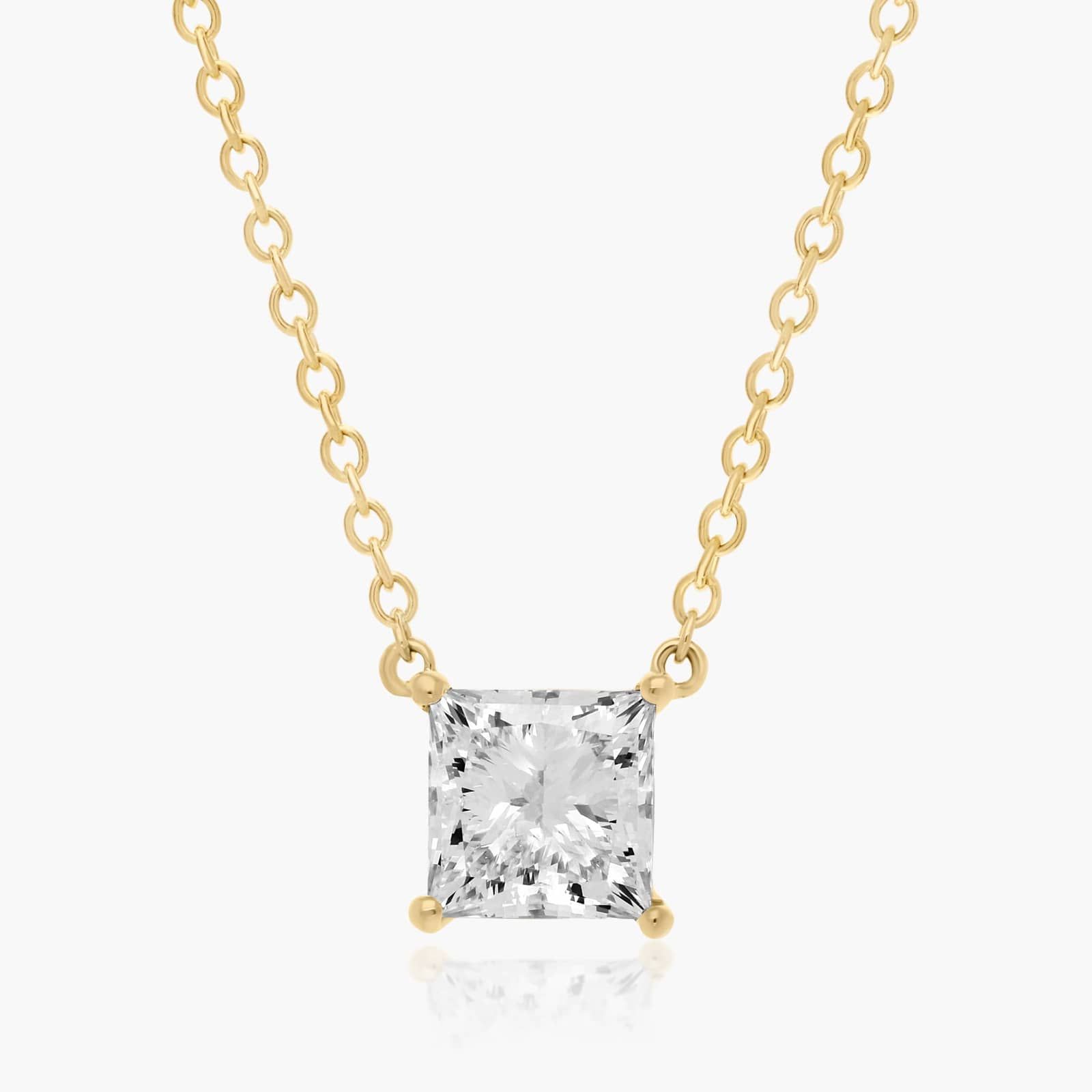 14K Yellow Gold Princess Cut Lab-Grown Diamond Solitaire Pendant (1.00 CTW - F-G / VS2-SI1)