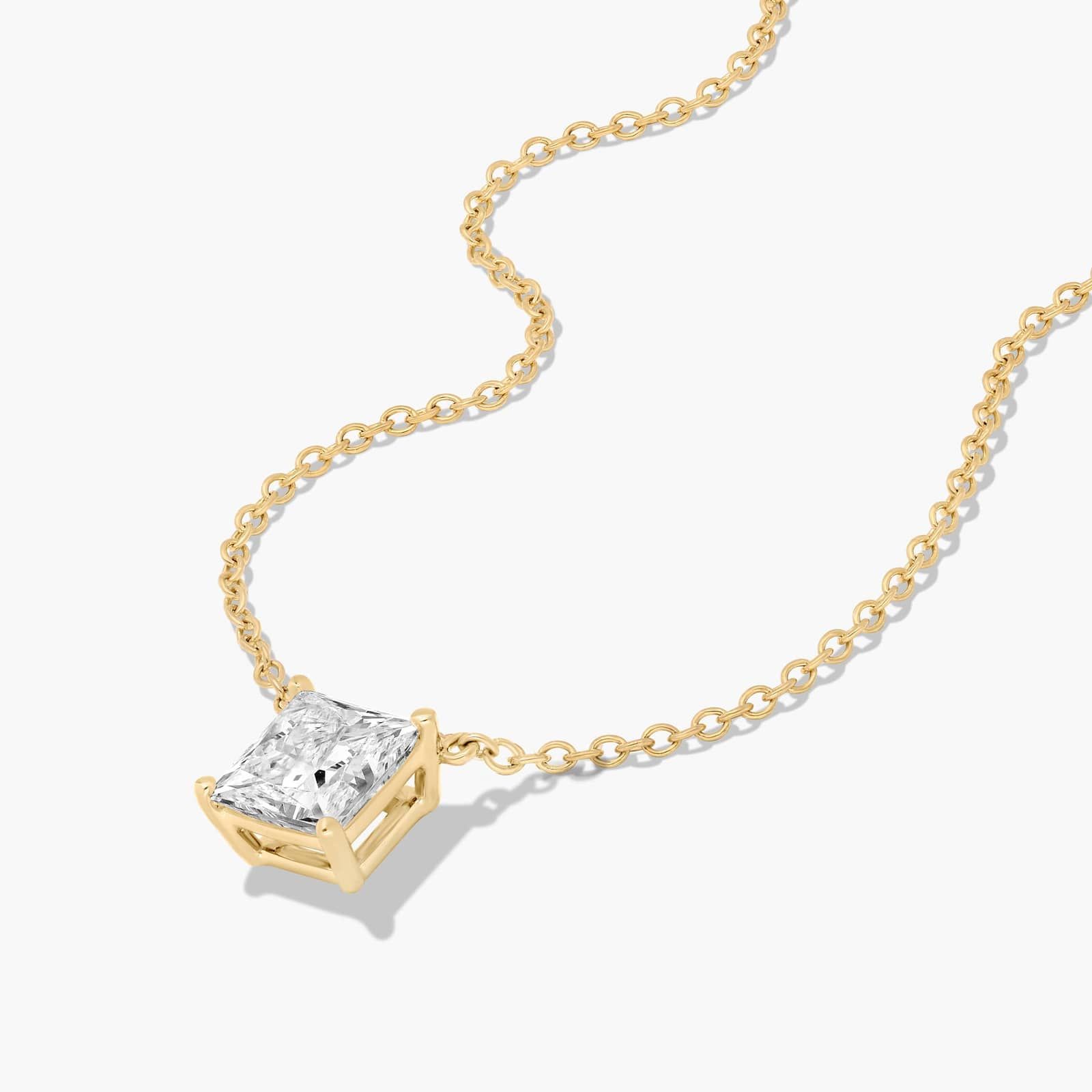 14K Yellow Gold Princess Cut Lab-Grown Diamond Solitaire Pendant (1.00 CTW - F-G / VS2-SI1)