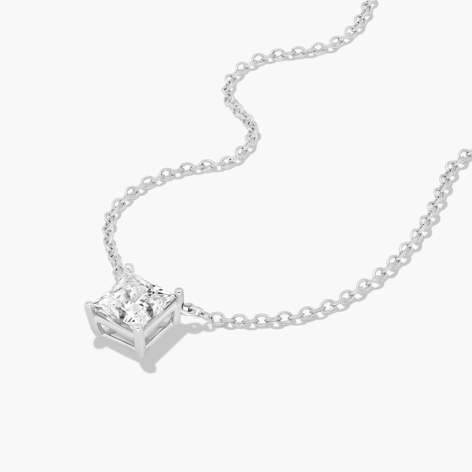 14K White Gold Princess Cut Lab-Grown Diamond Solitaire Pendant (1.50 CTW - F-G / VS2-SI1)