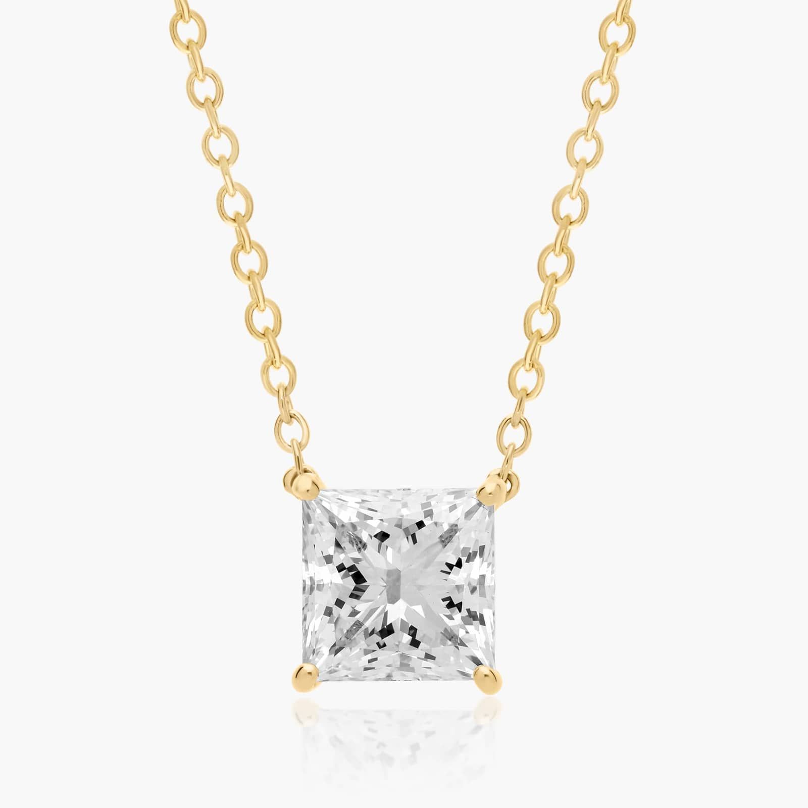 14K Yellow Gold Princess Cut Lab-Grown Diamond Solitaire Pendant (1.50 CTW - F-G / VS2-SI1)