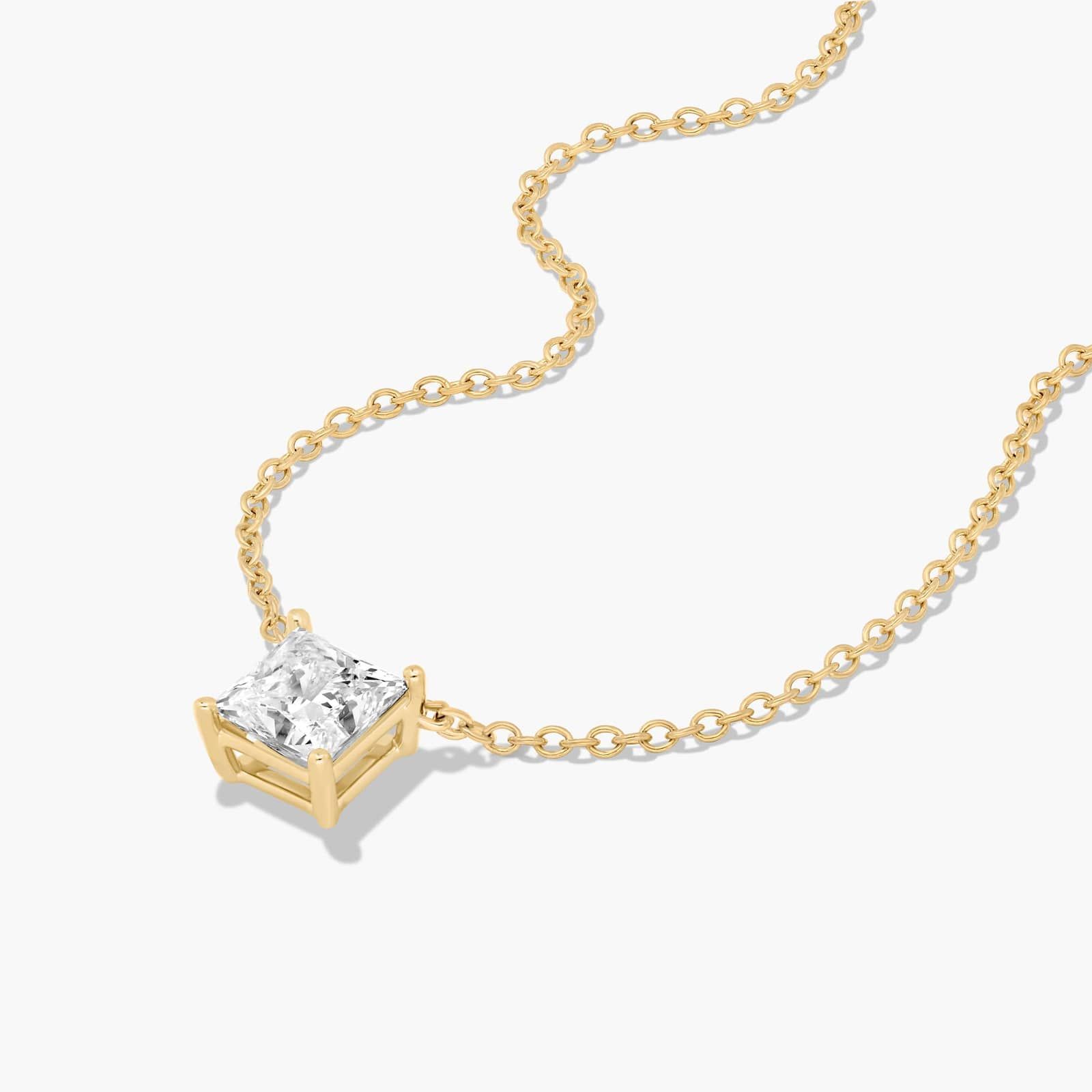 14K Yellow Gold Princess Cut Lab-Grown Diamond Solitaire Pendant (1.50 CTW - F-G / VS2-SI1)